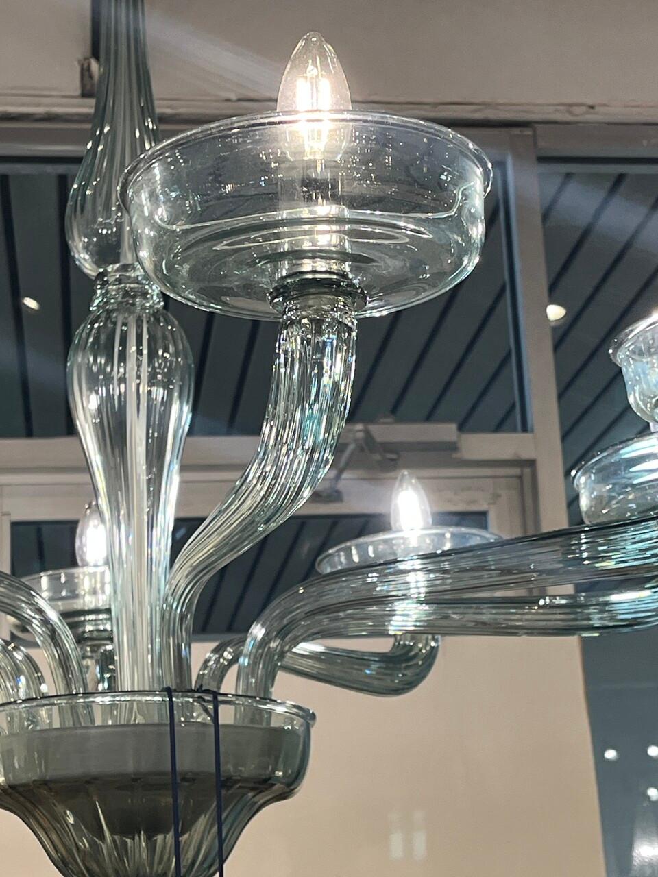 Contemporary Vintage Italian Murano 8 Light Chandelier For Sale
