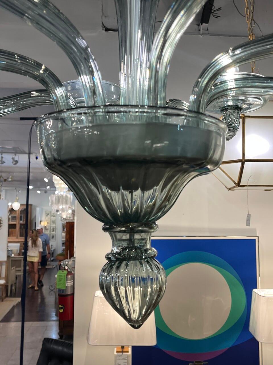 Art Glass Vintage Italian Murano 8 Light Chandelier For Sale