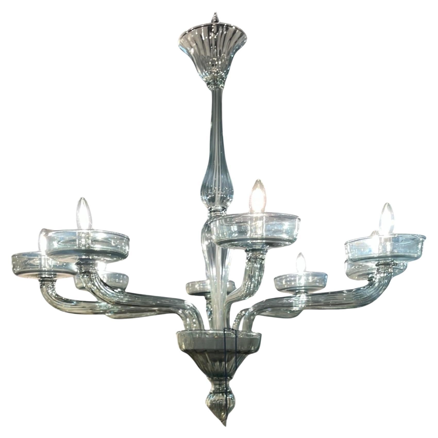 Vintage Italian Murano 8 Light Chandelier For Sale