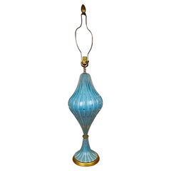 Lampe de bureau italienne de Murano Alfredo Barbini bleu or Polveri & Bullicante