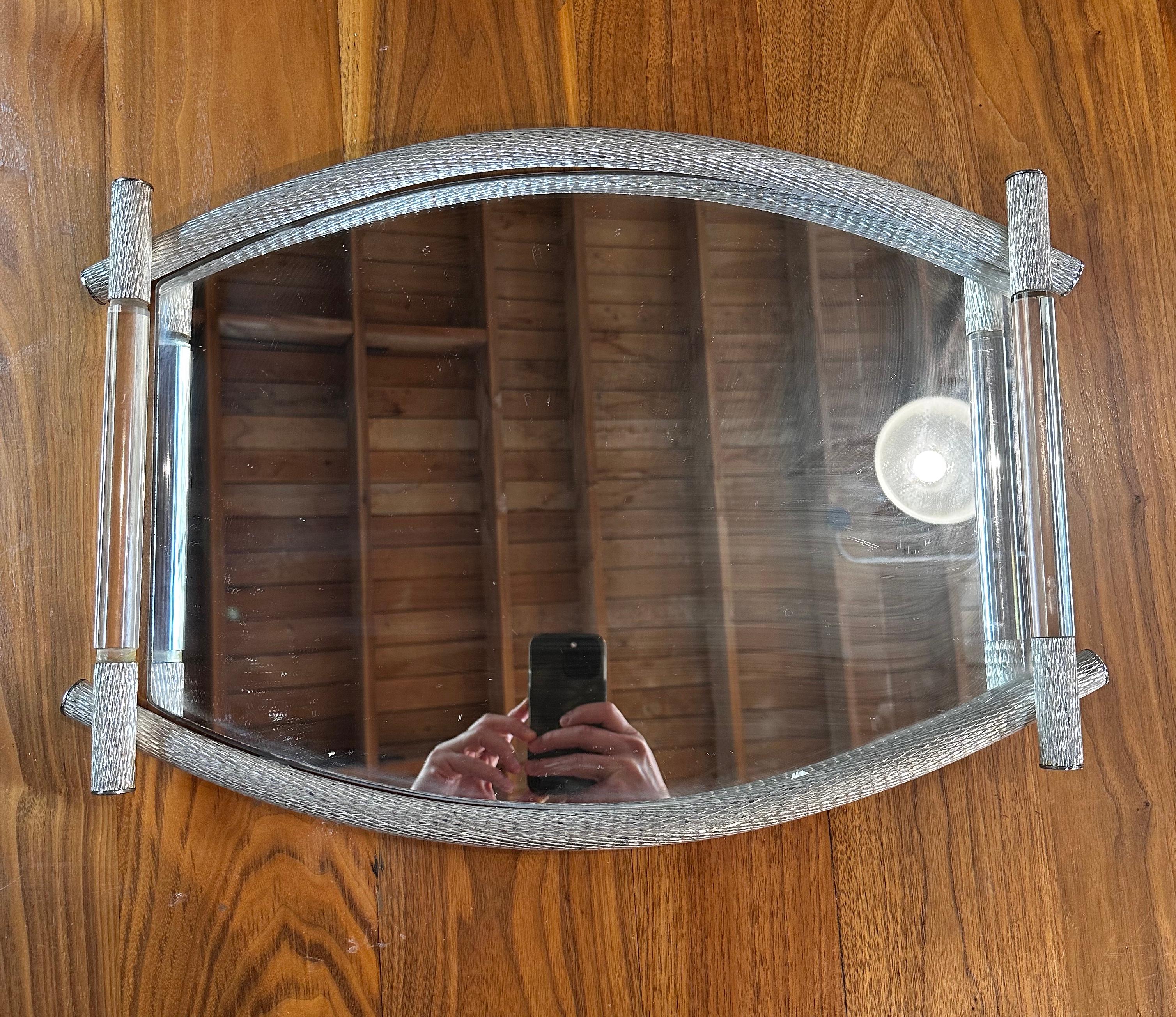 Late 20th Century Vintage Italian Murano and Mirror Tray 1980s For Sale