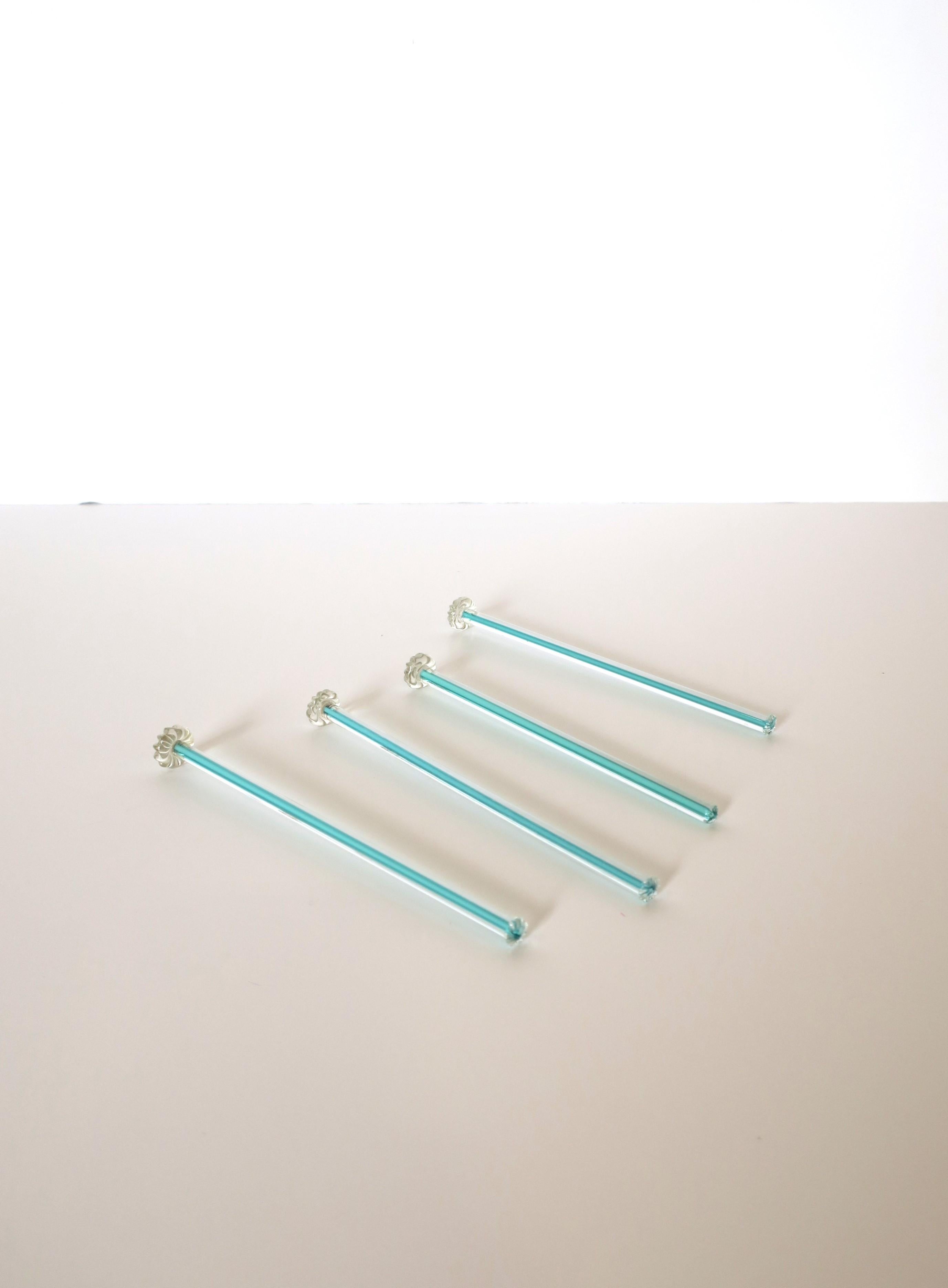 Vintage Italian Murano Art Glass Cocktail Stirrers, Set of 4 In Good Condition For Sale In New York, NY