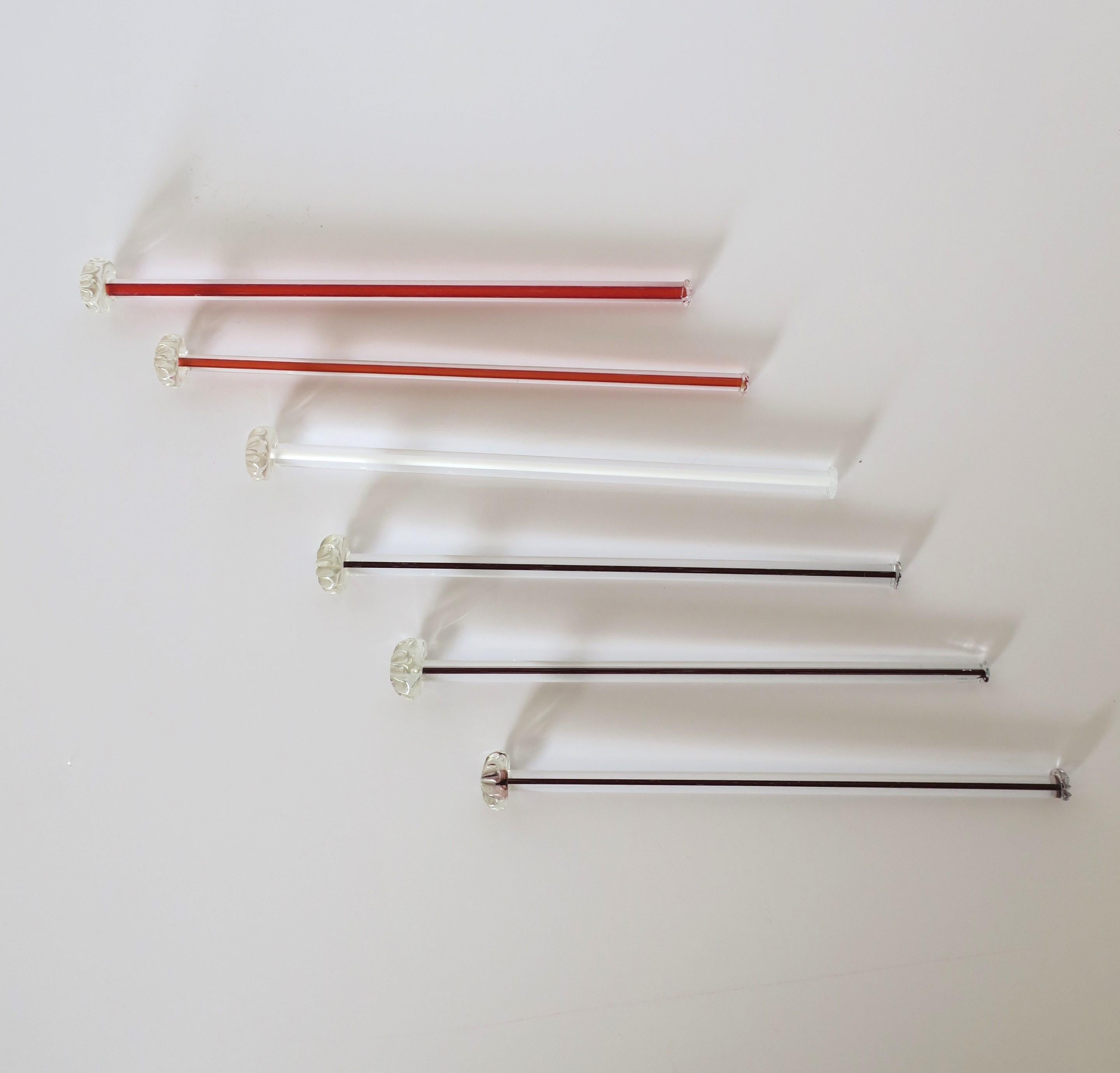 20th Century Vintage Italian Murano Art Glass Cocktail Stirrers, Set of 6 For Sale