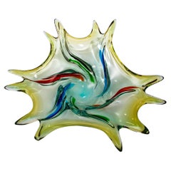 Retro Italian Murano Art Glass Fruit Bowl Sculptural Centerpiece 1960s