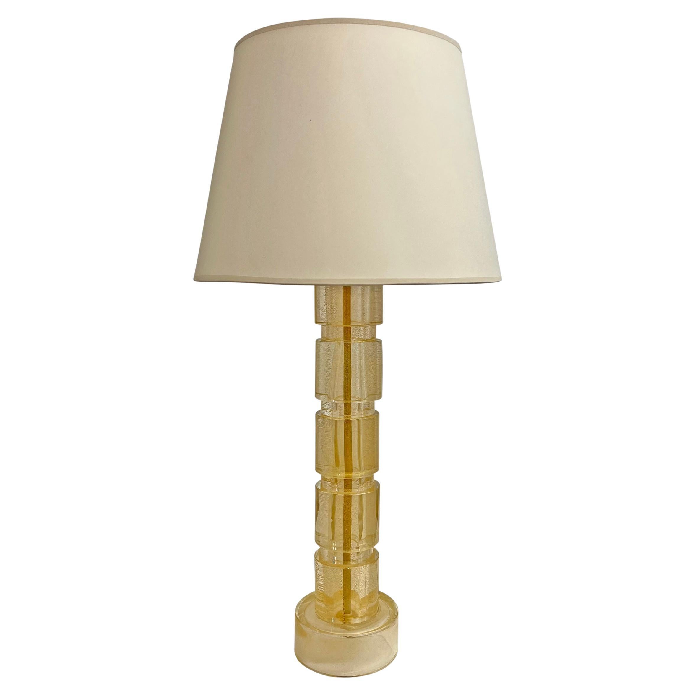 Vintage Italian Murano Avventurina Glass Lamp For Sale