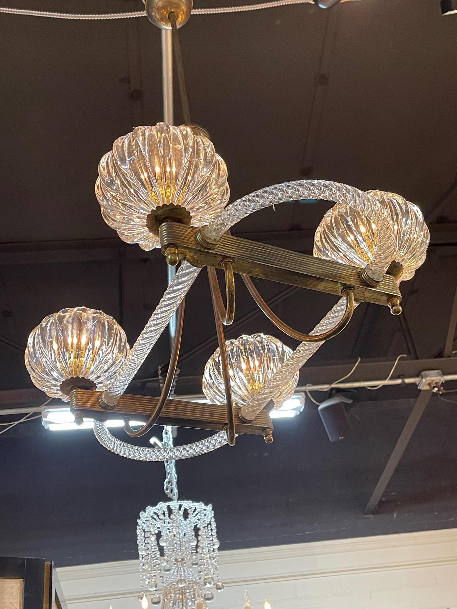 Vintage Italian Murano Barovier and Toso Chandelier  In Good Condition For Sale In Dallas, TX
