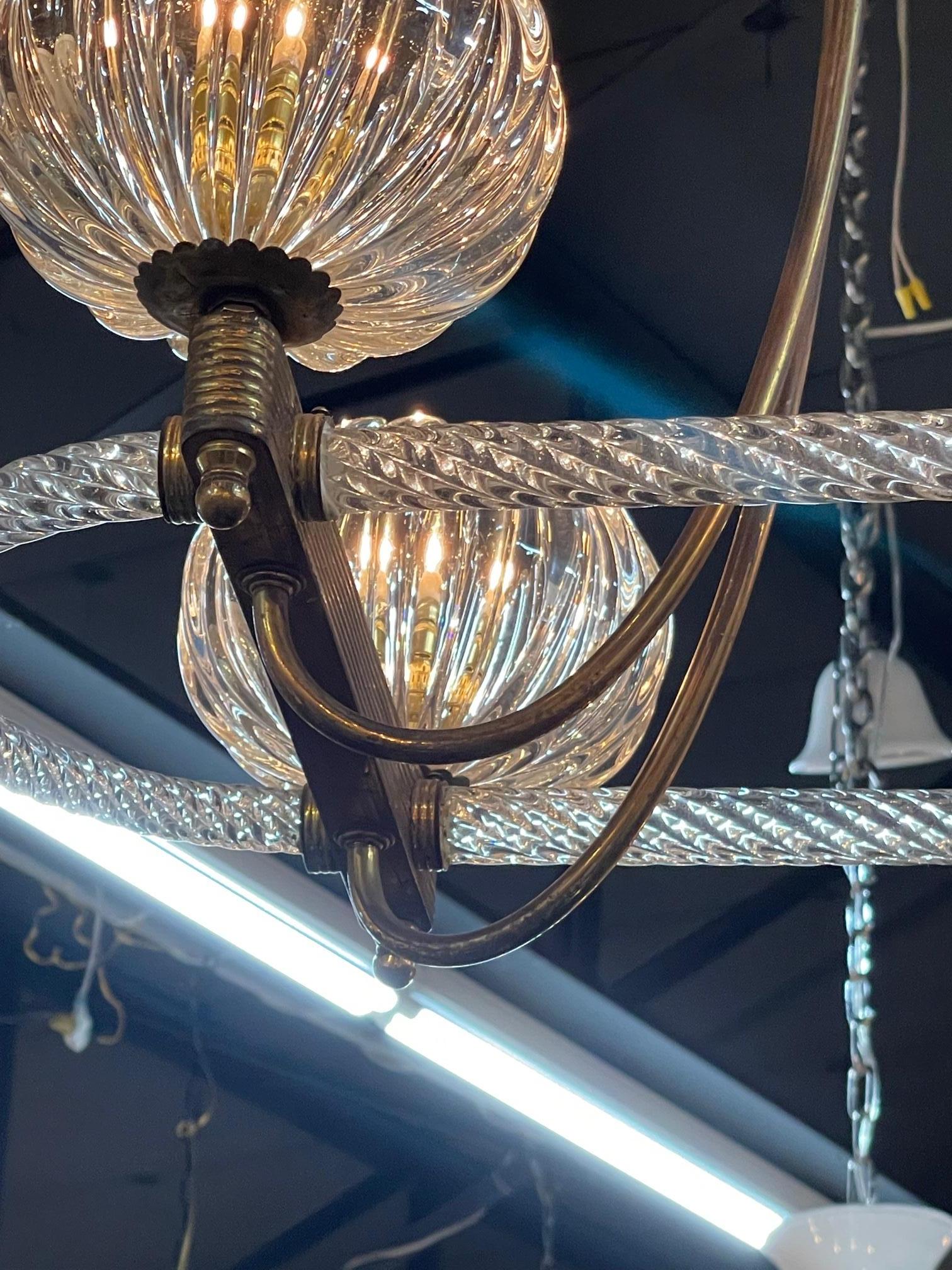 Vetro soffiato Lampadario italiano vintage di Murano Barovier e Toso