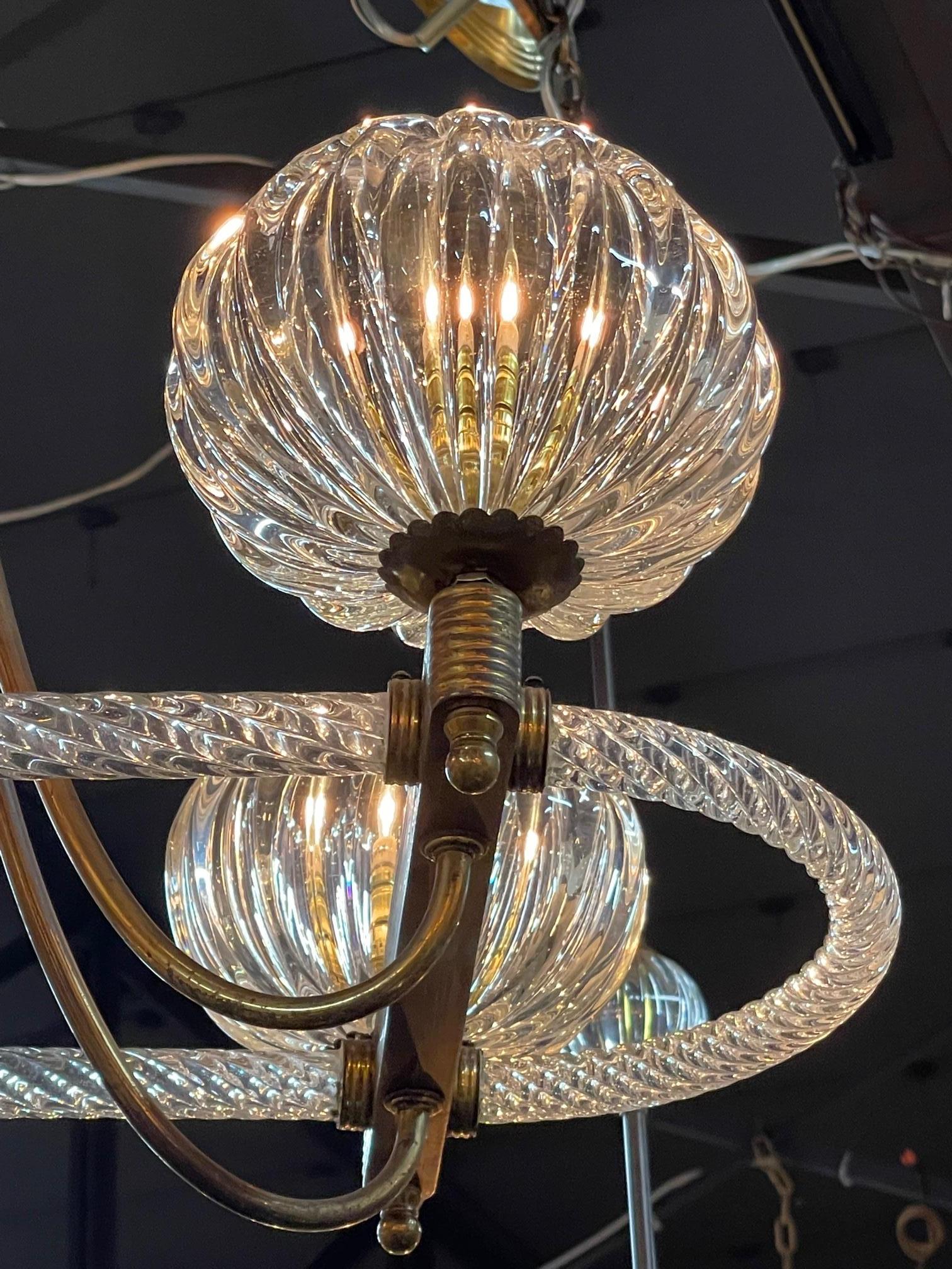 Lampadario italiano vintage di Murano Barovier e Toso 1