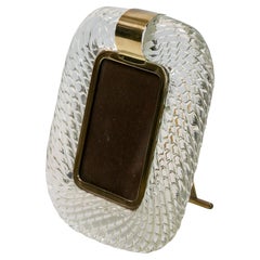 Portafoto d'epoca in ottone e vetro soffiato di Murano di Tommaso Barbi