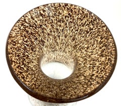 Vintage Italian Murano Brown Art Glass Vase with Gold Speckles