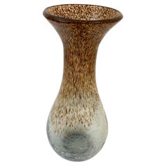 Vintage Italian Murano Brown Art Glass Vase with Gold Speckles