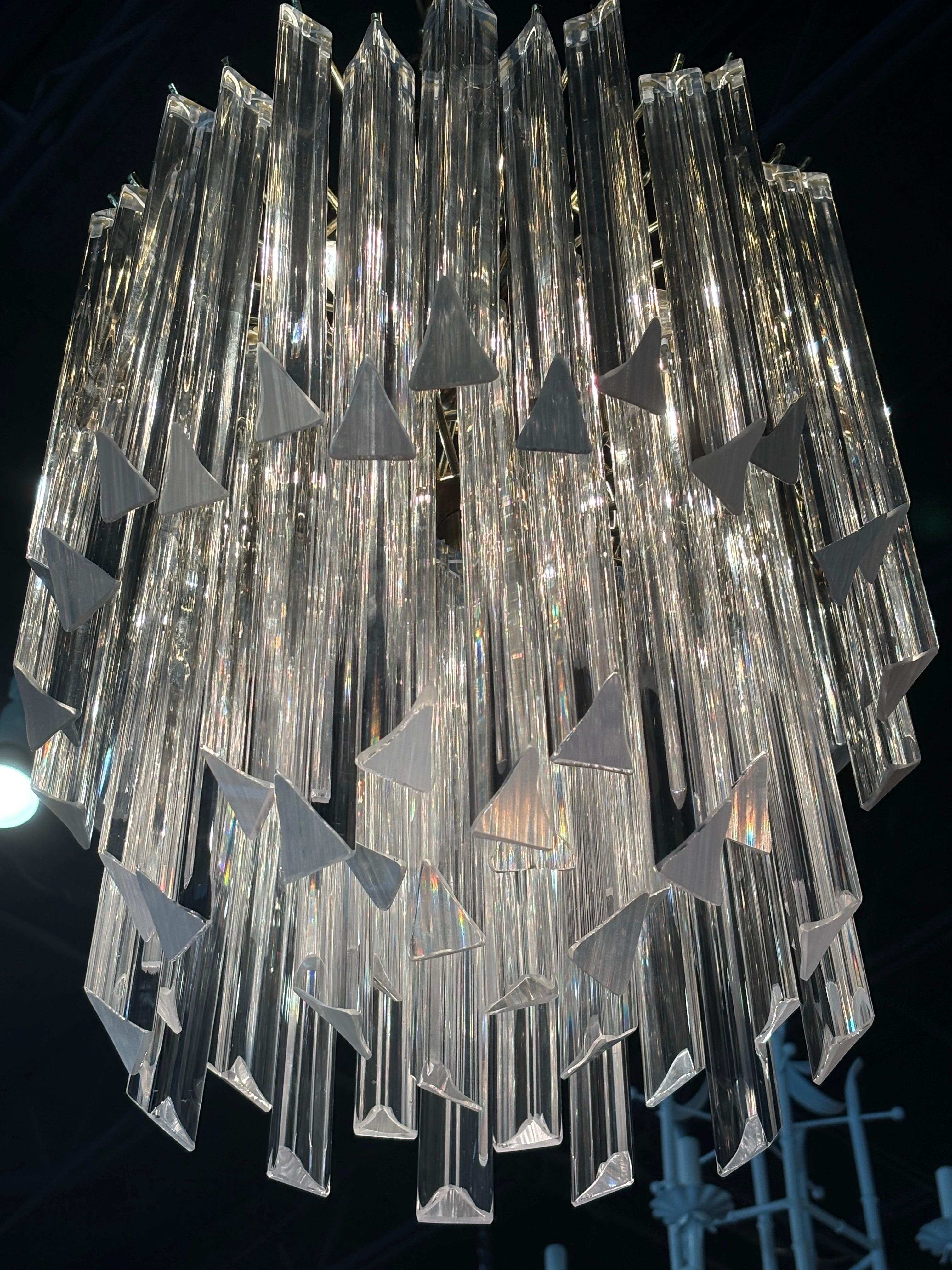 Vintage Italian Murano Camer Trilobi Venini Glass Chandelier 5 Luces en venta 5