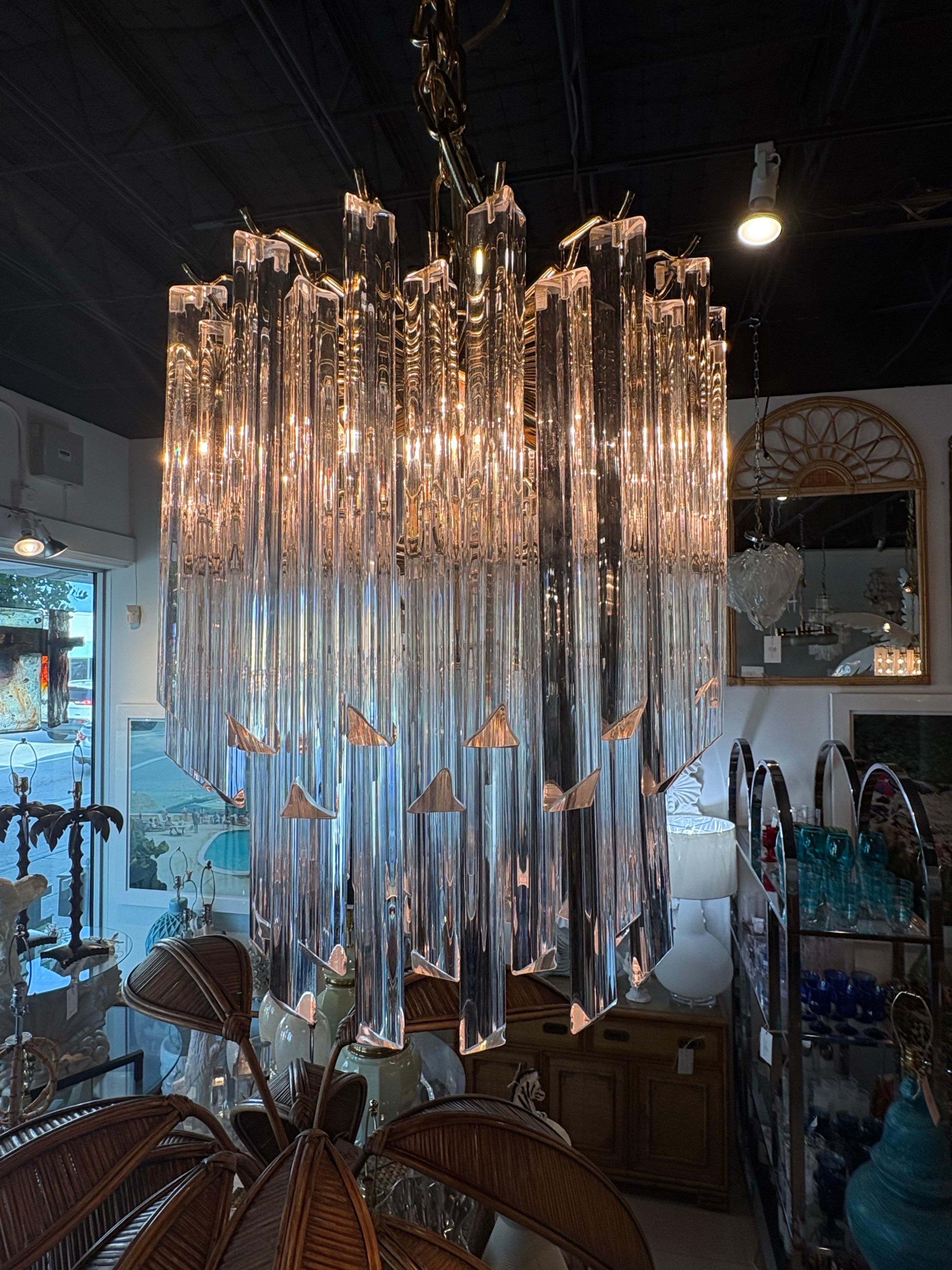 Vintage Italian Murano Camer Trilobi Venini Glass Chandelier 5 Luces en venta 6