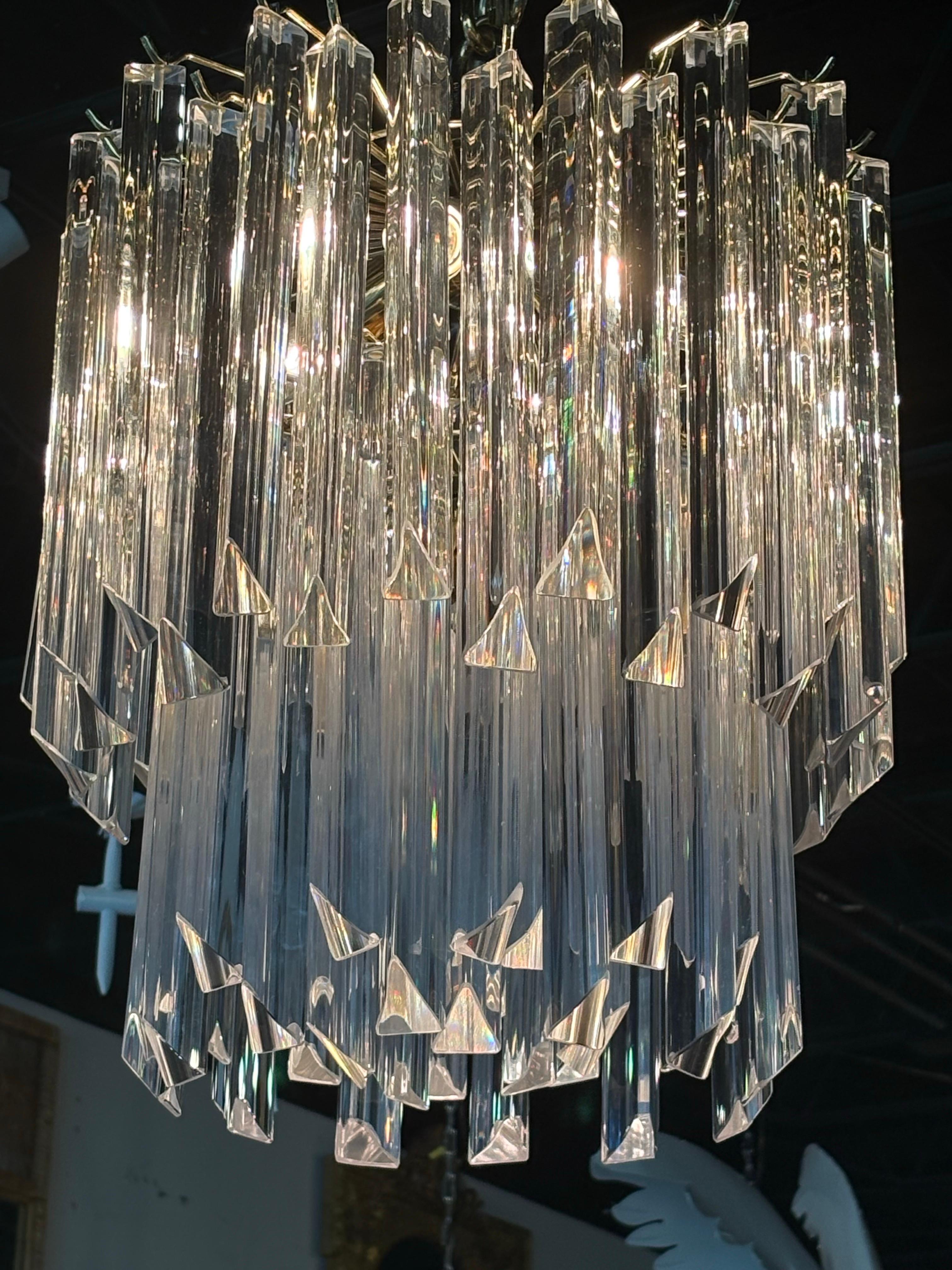 Vintage Italian Murano Camer Trilobi Venini Glass Chandelier 5 Luces en venta 7