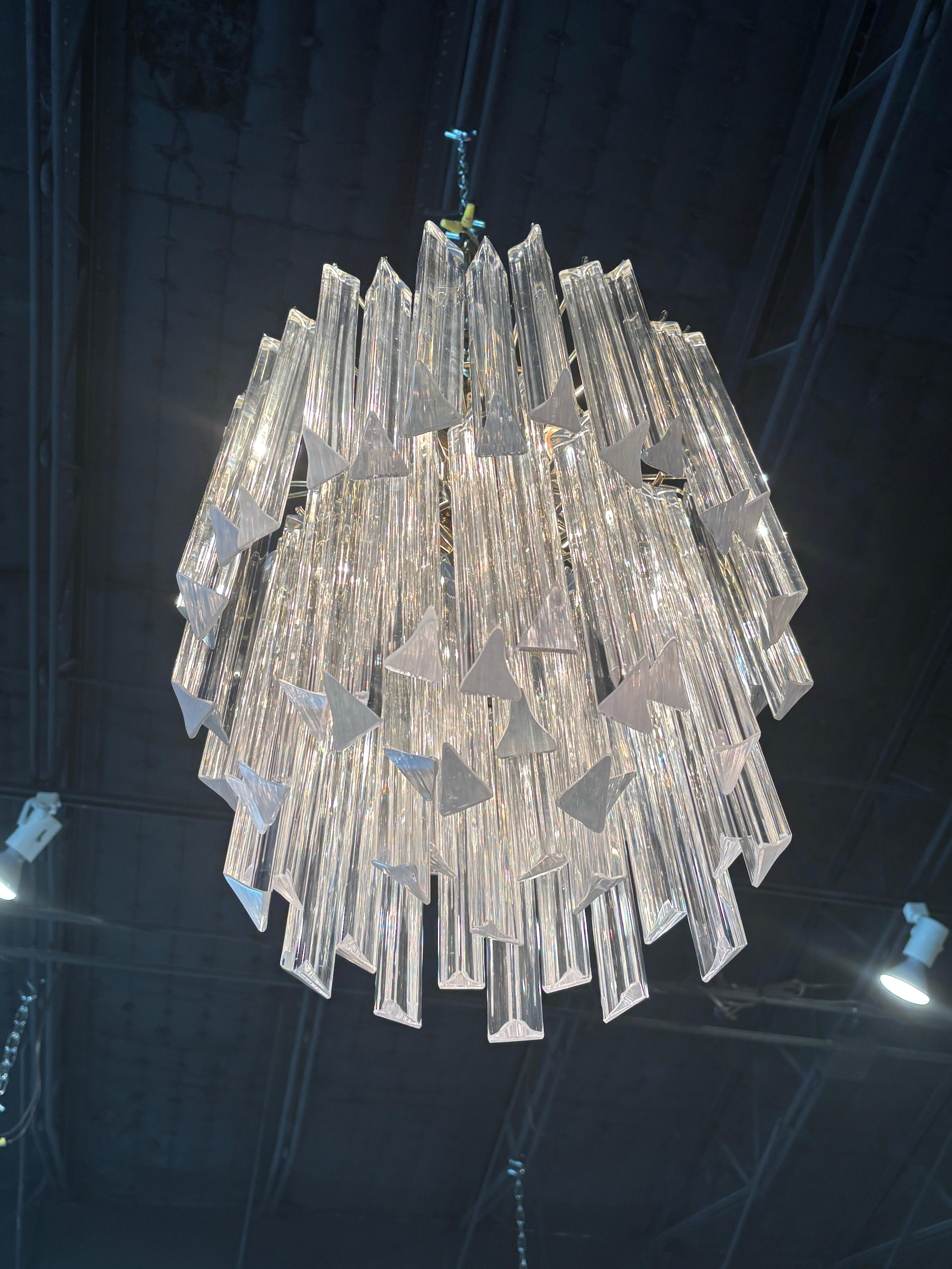 Vintage Italian Murano Camer Trilobi Venini Glass Chandelier 5 Luces Regencia de Hollywood en venta