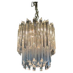 Vintage Italian Murano Camer Trilobi Venini Glass Chandelier 5 Lights