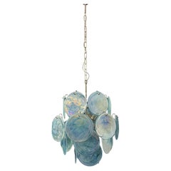 Vintage Italian Murano chandelier - 24 blue disks