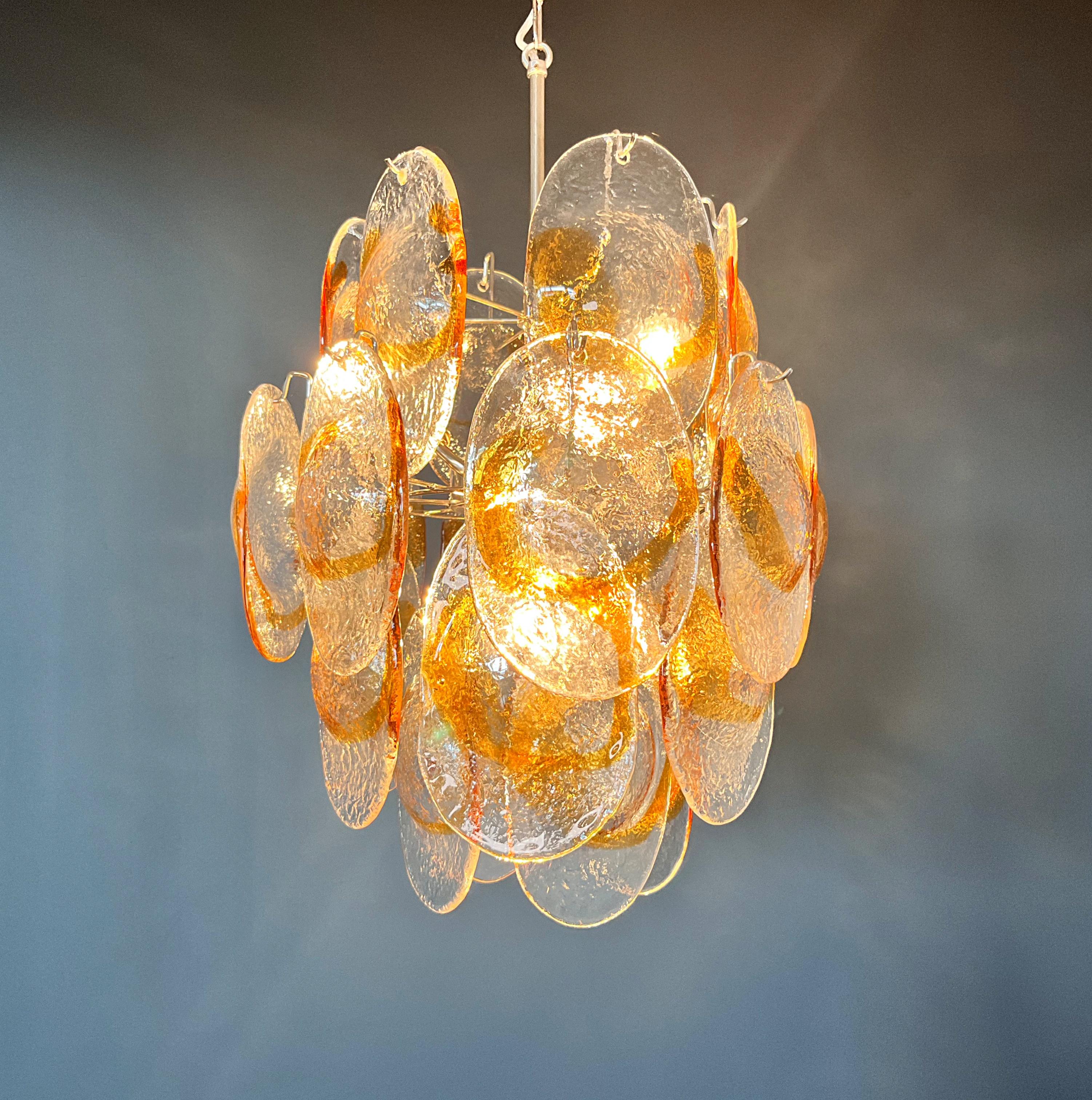 Araña italiana vintage de Murano, 24 clara y ámbar en venta 6