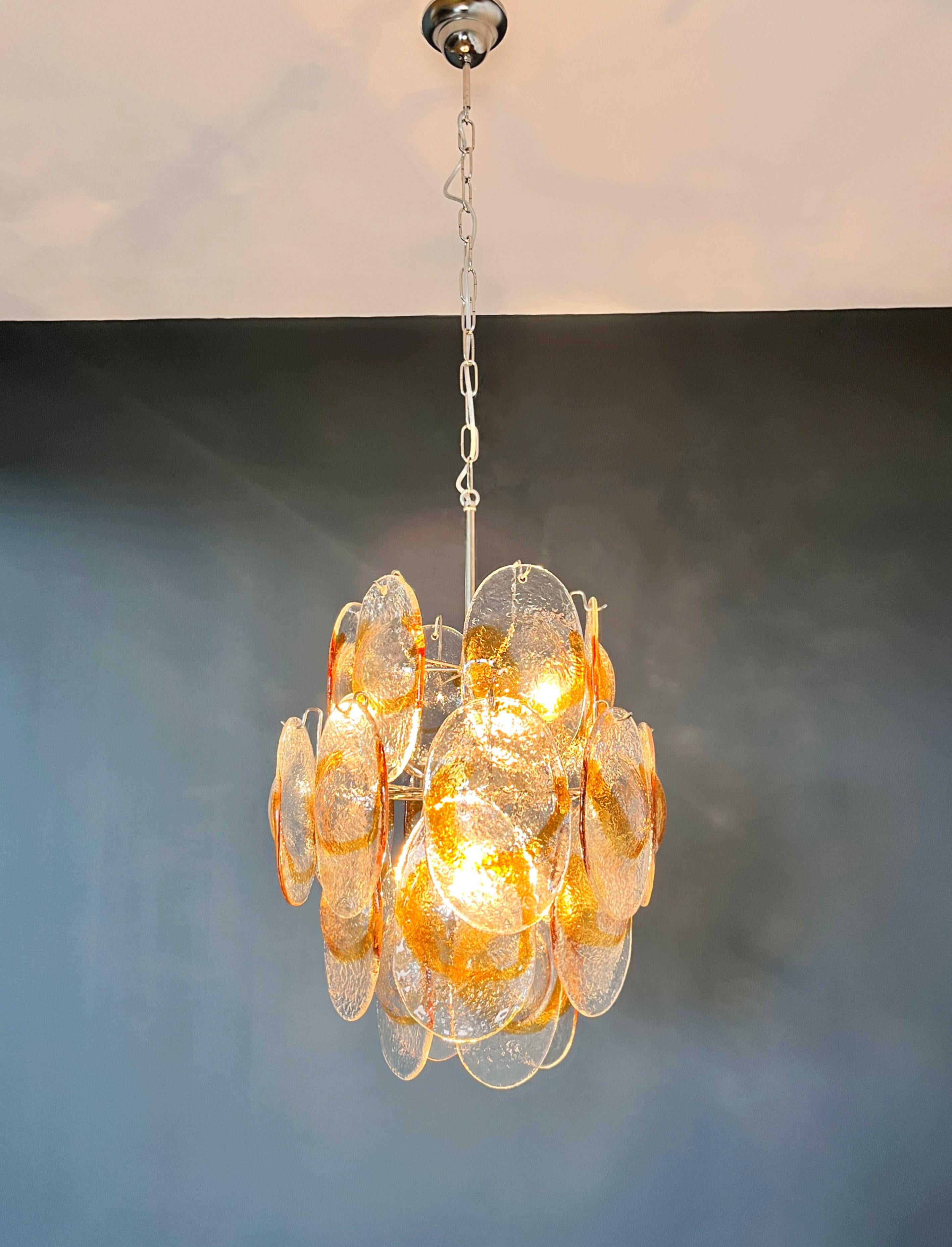 Araña italiana vintage de Murano, 24 clara y ámbar en venta 7
