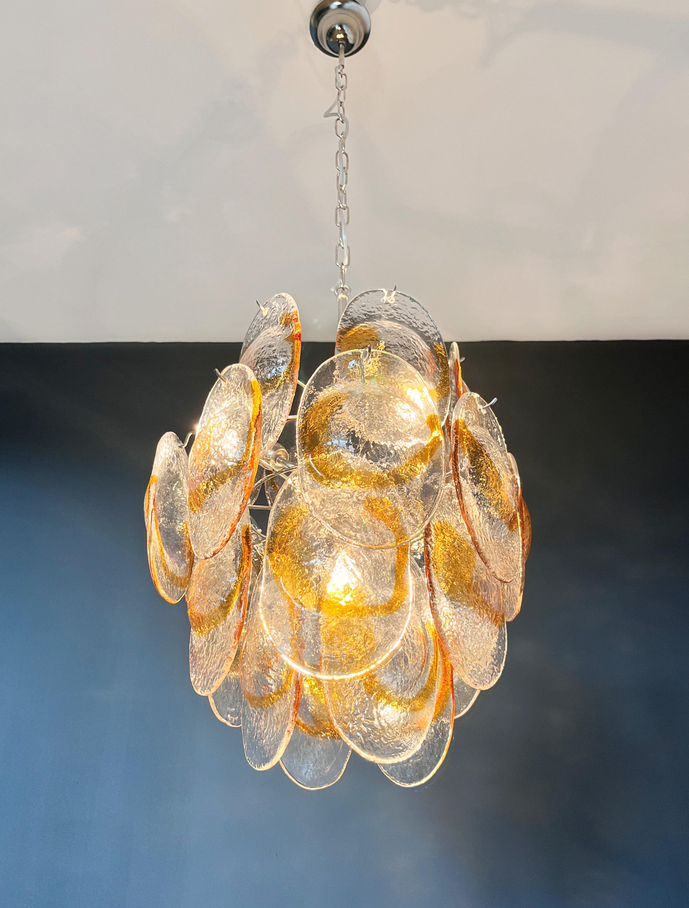 Araña italiana vintage de Murano, 24 clara y ámbar en venta 8