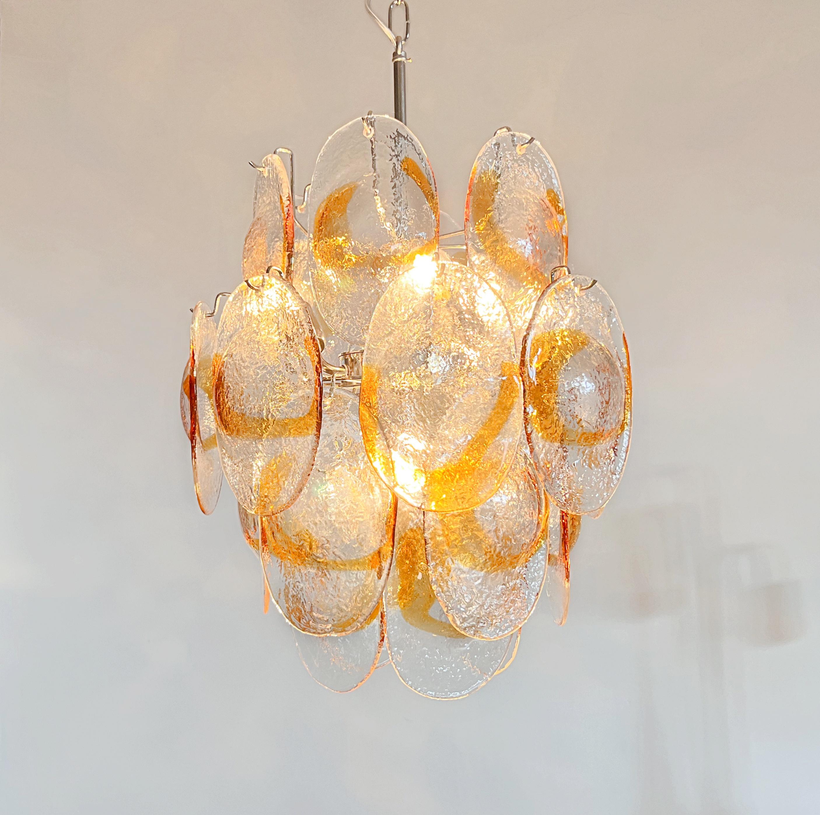 Araña italiana vintage de Murano, 24 clara y ámbar en venta 9