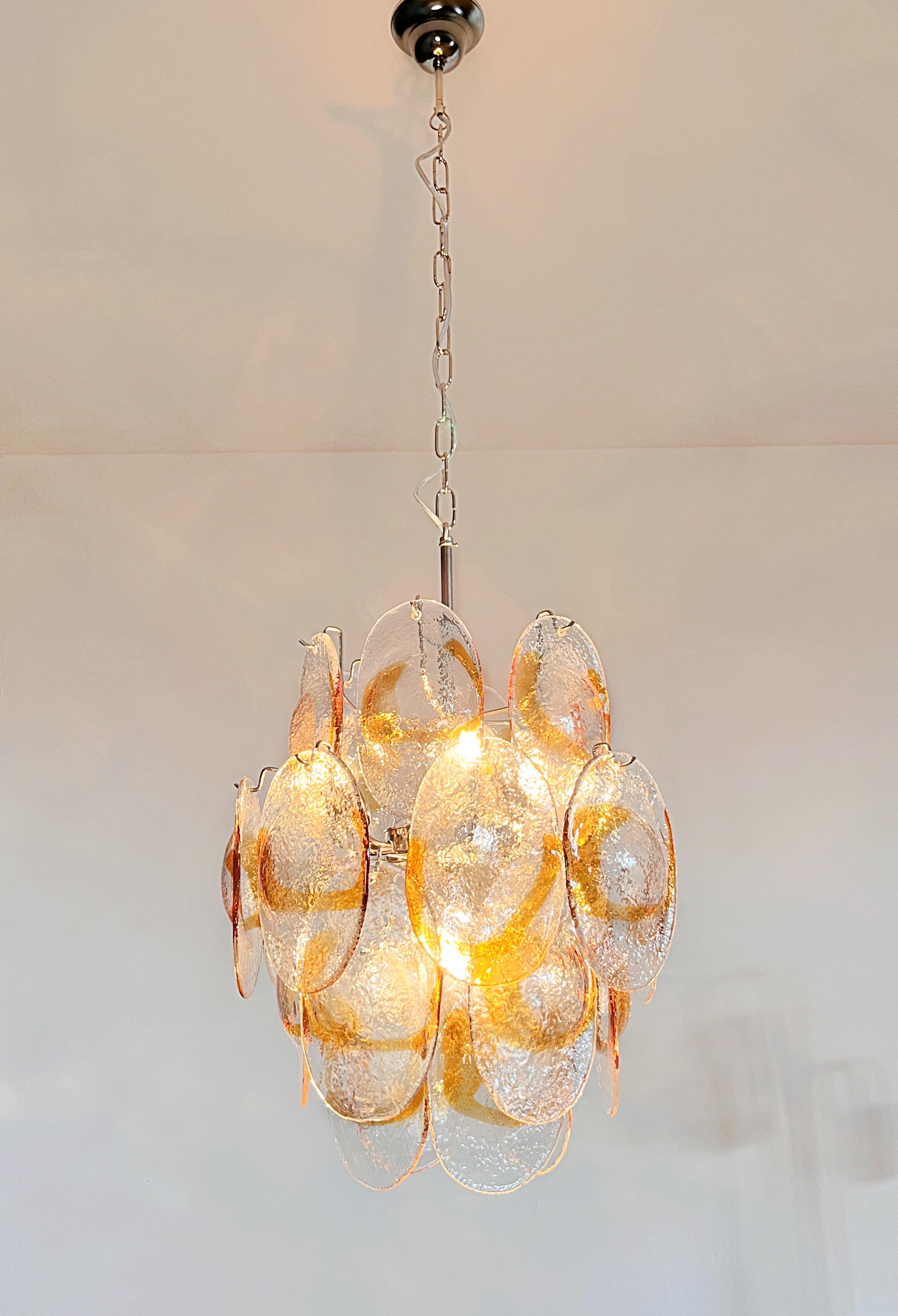 Araña italiana vintage de Murano, 24 clara y ámbar en venta 10
