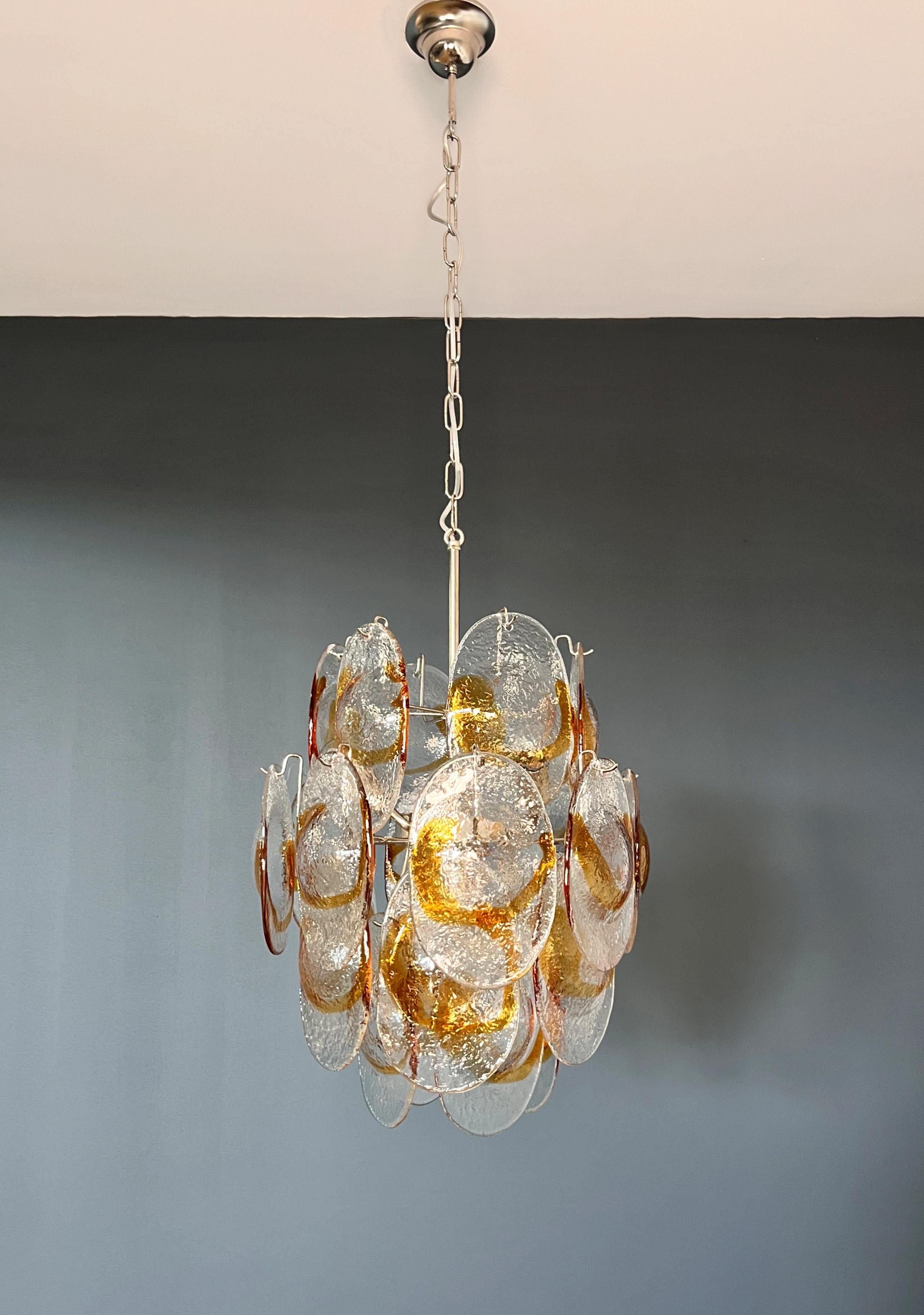 Araña italiana vintage de Murano, 24 clara y ámbar en Bueno estado para la venta en Gaiarine Frazione Francenigo (TV), IT