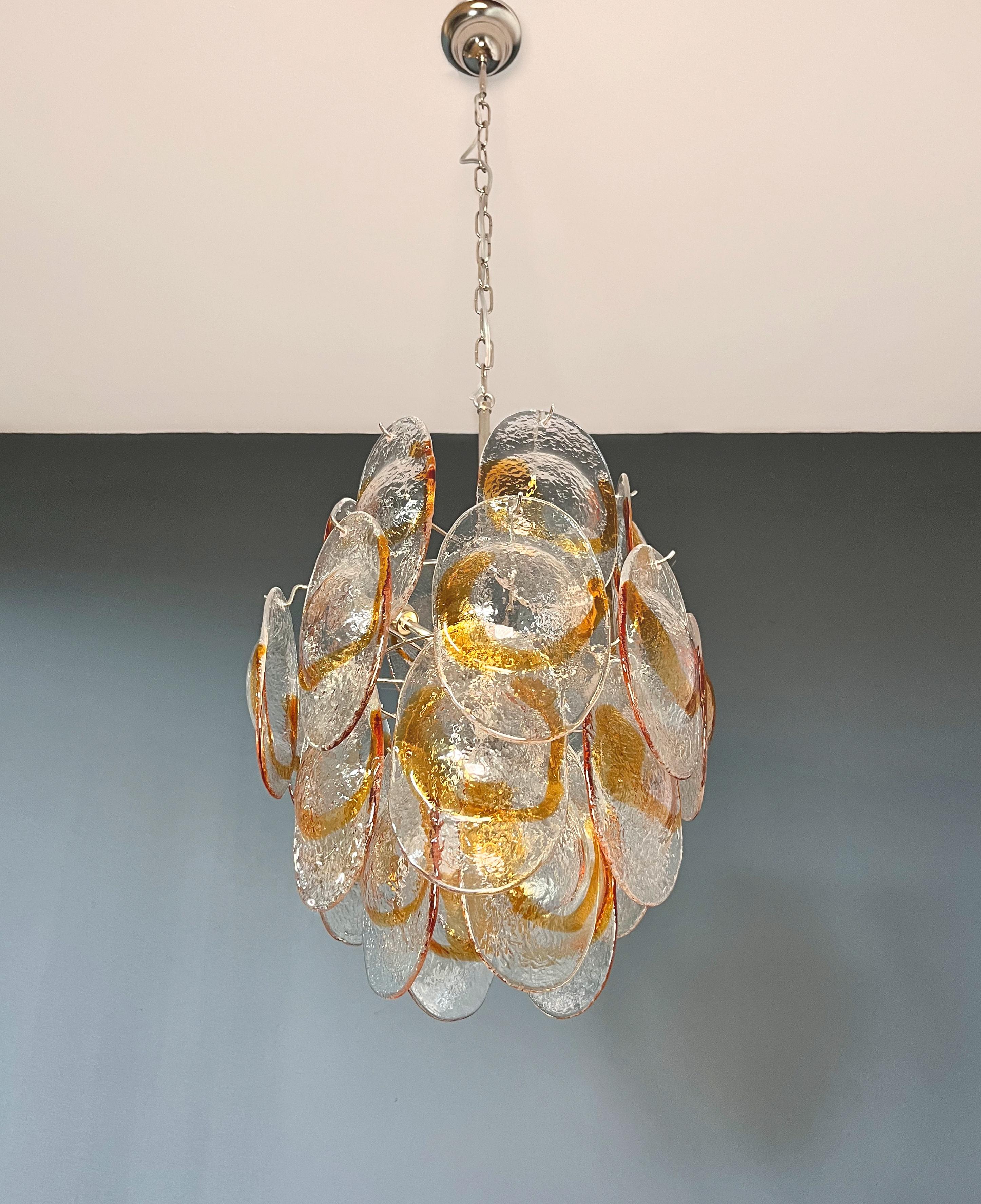 Araña italiana vintage de Murano, 24 clara y ámbar siglo XX en venta