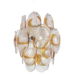 Araña italiana vintage de Murano, 24 clara y ámbar