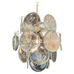 Vintage Italian Murano Chandelier, 24 Iridescent Grit Disks