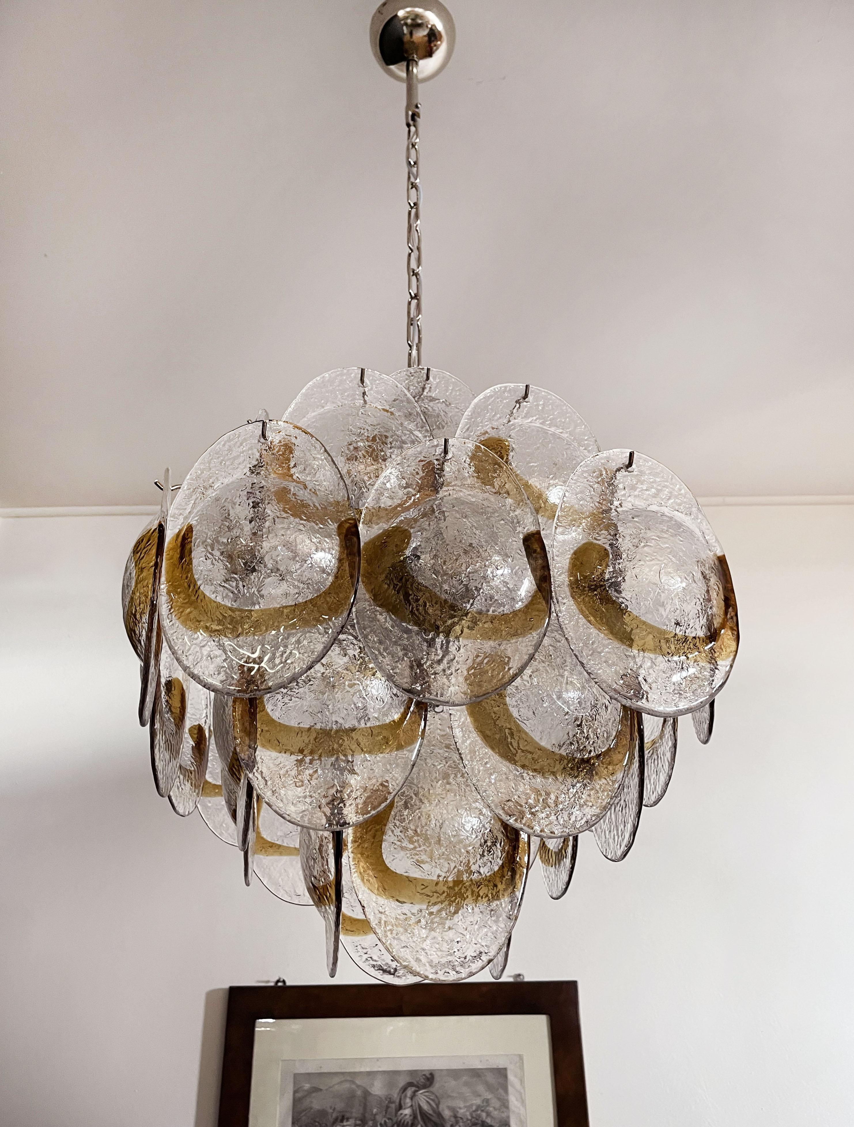 Late 20th Century Vintage Italian Murano Chandelier, 36 Amber Conchiglie For Sale