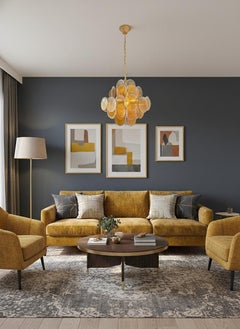 Lampadario italiano d'epoca di Murano - 36 dischi colorati d'ambra