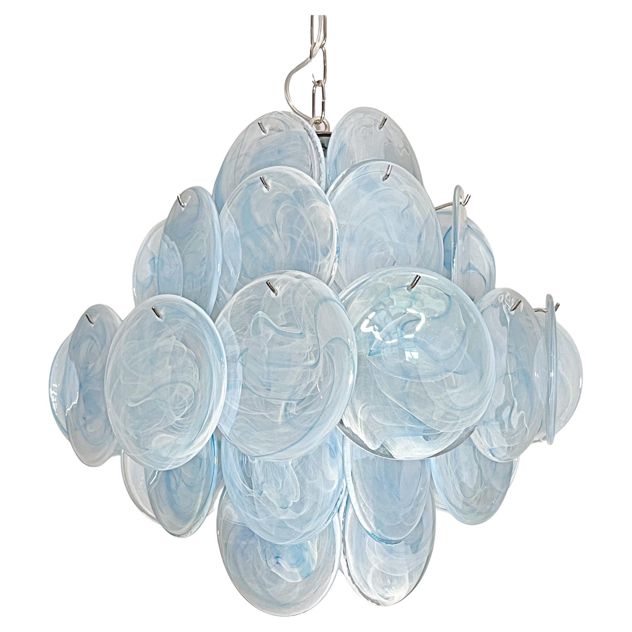 Lampadario italiano vintage di Murano - 36 dischi blu