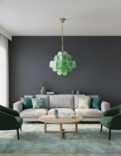 Vintage Italian Murano chandelier - 36 etched glass discs