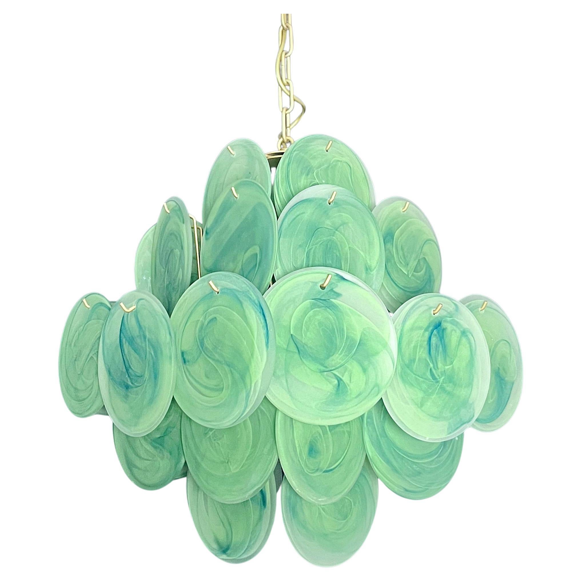 Vintage Italian Murano chandelier - 36 etched glass discs