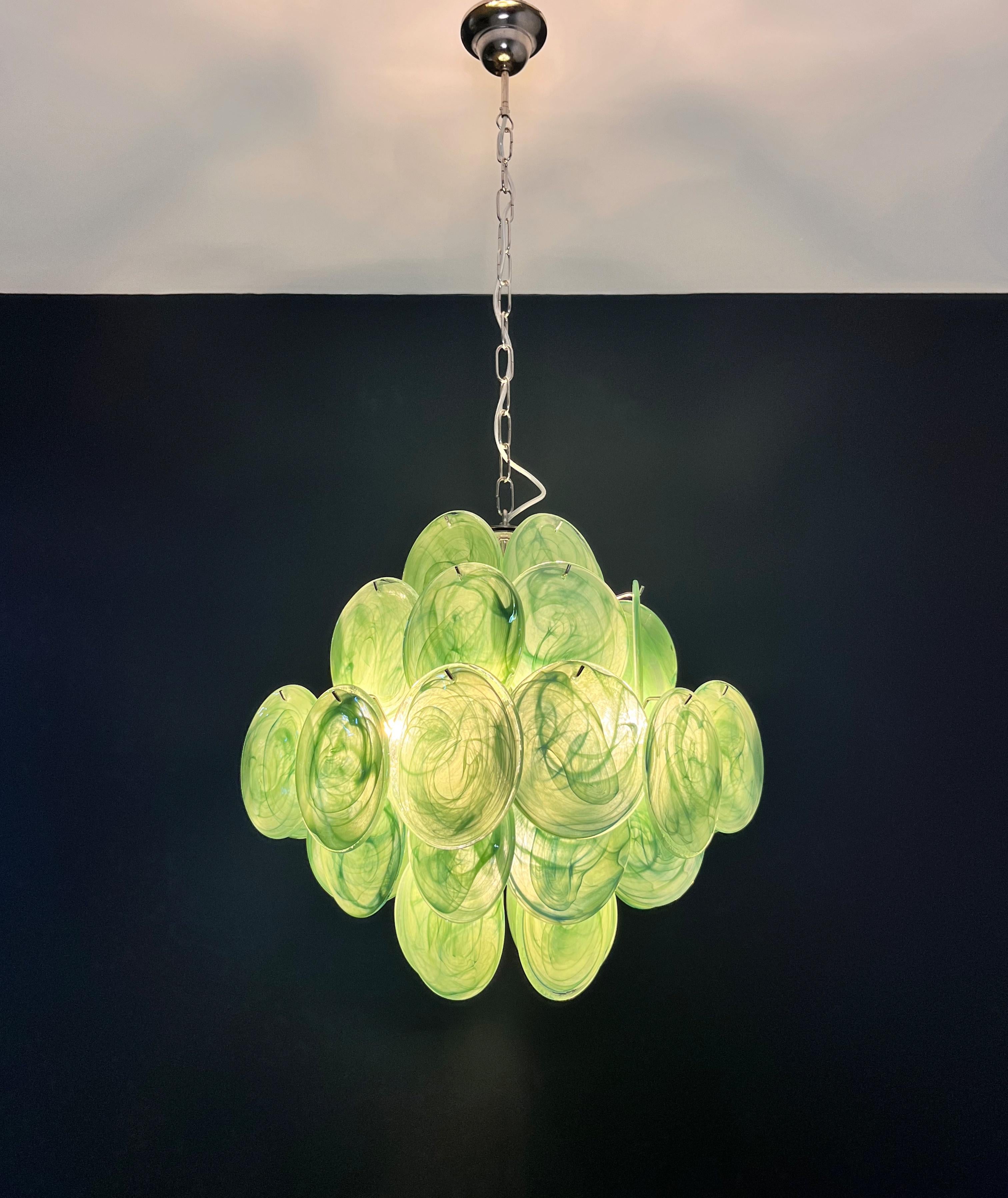 Lustre vintage italien de Murano - 36 disques verts en vente 5