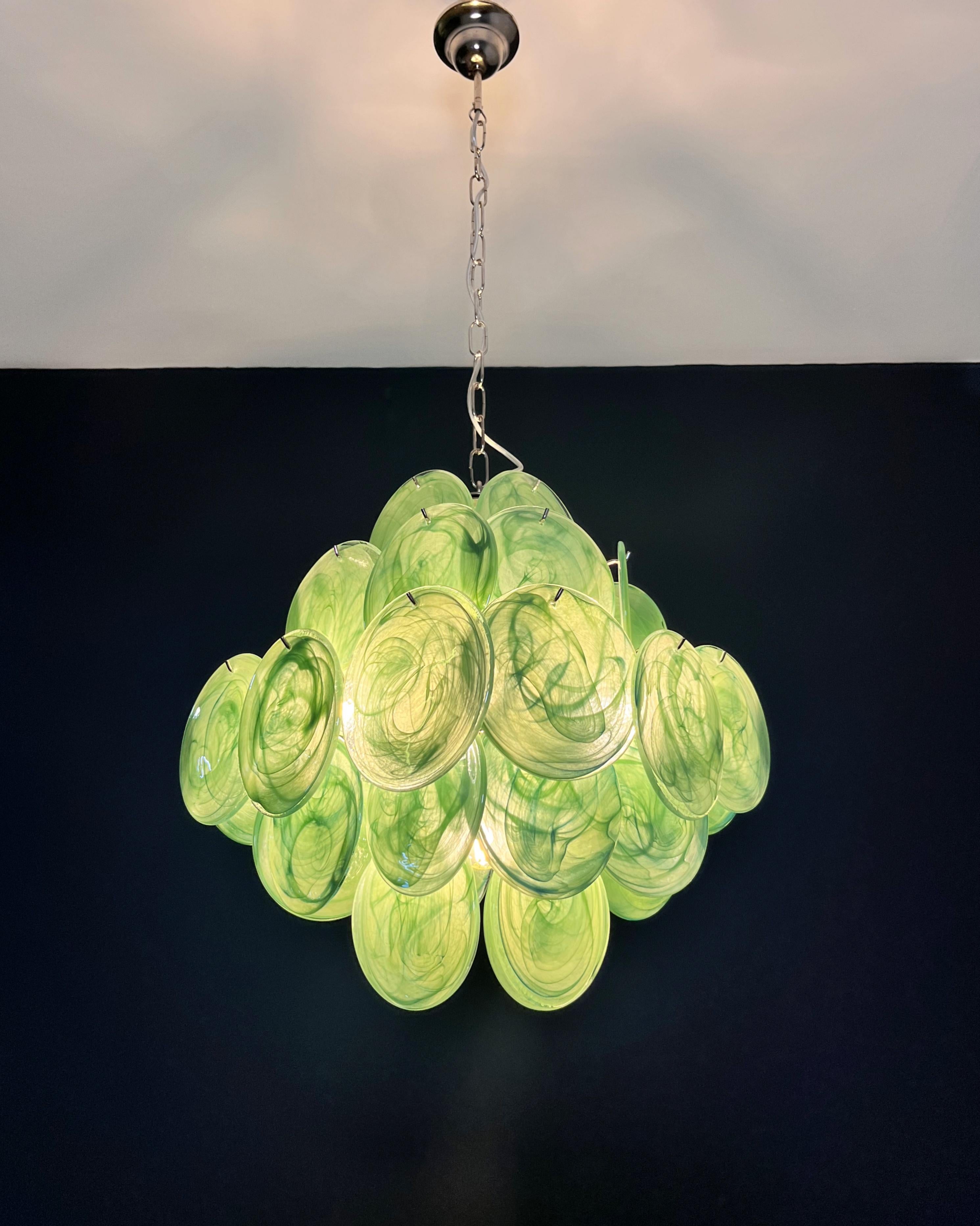 Lustre vintage italien de Murano - 36 disques verts en vente 6
