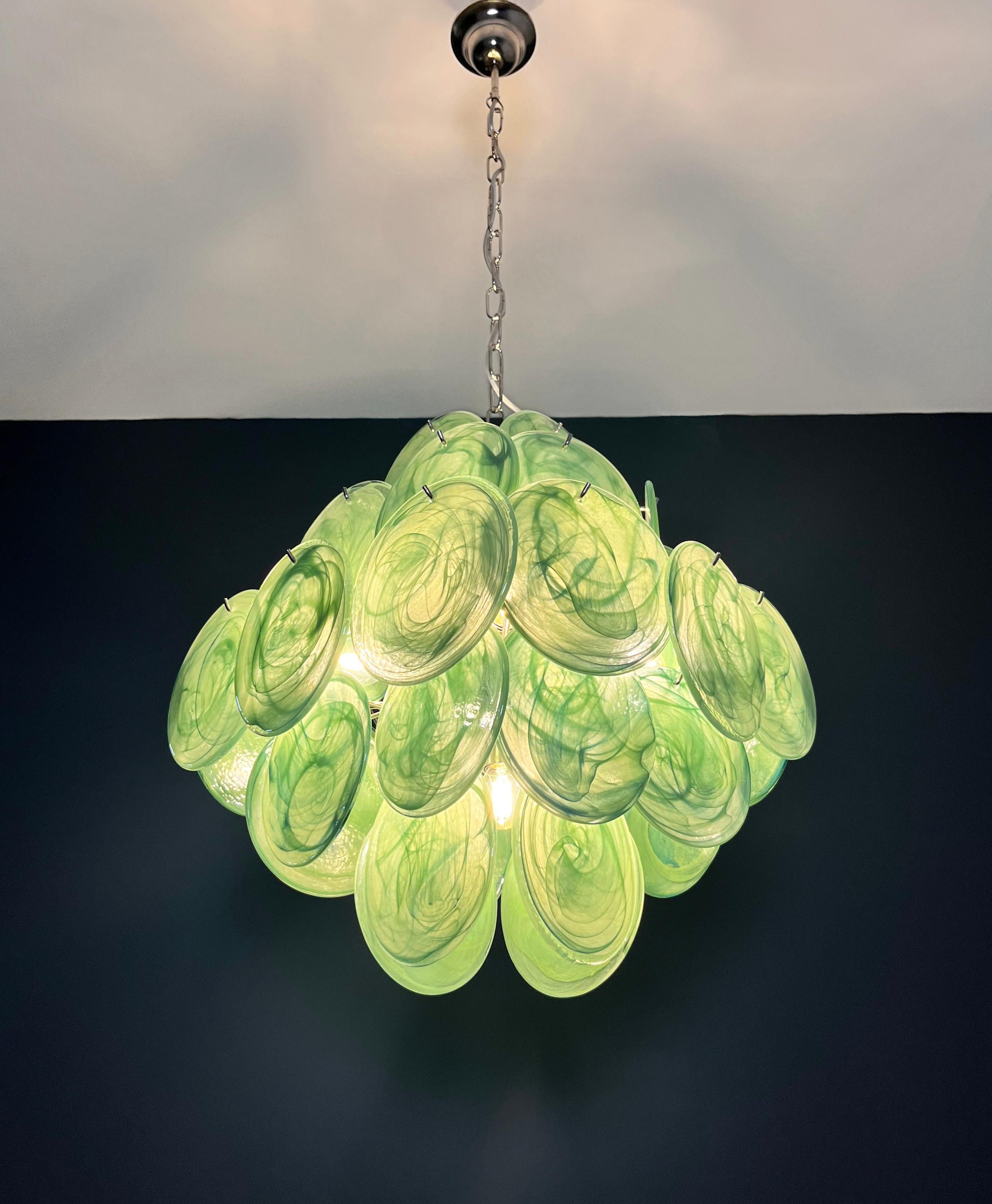 Lustre vintage italien de Murano - 36 disques verts en vente 7