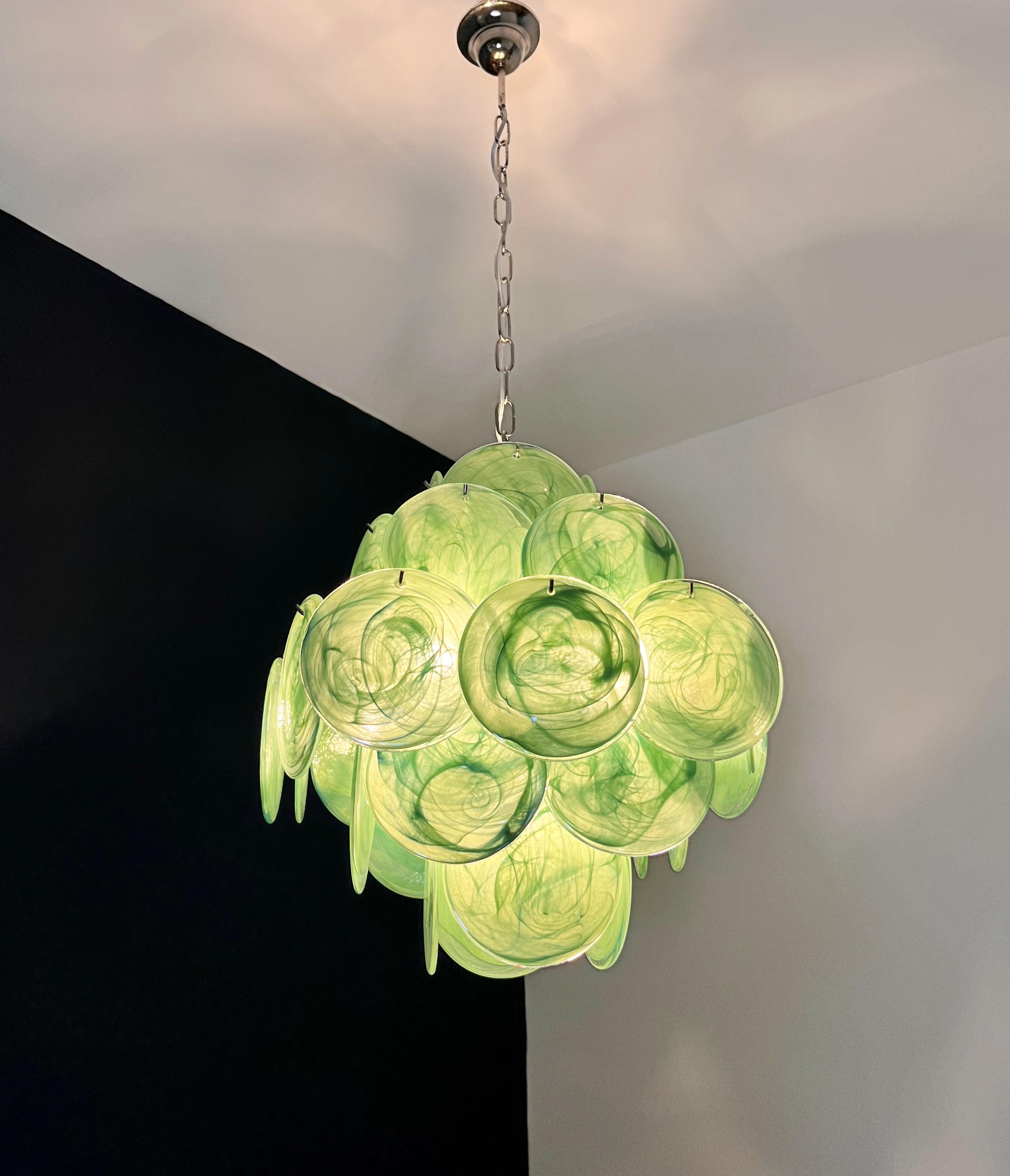 Lustre vintage italien de Murano - 36 disques verts en vente 9
