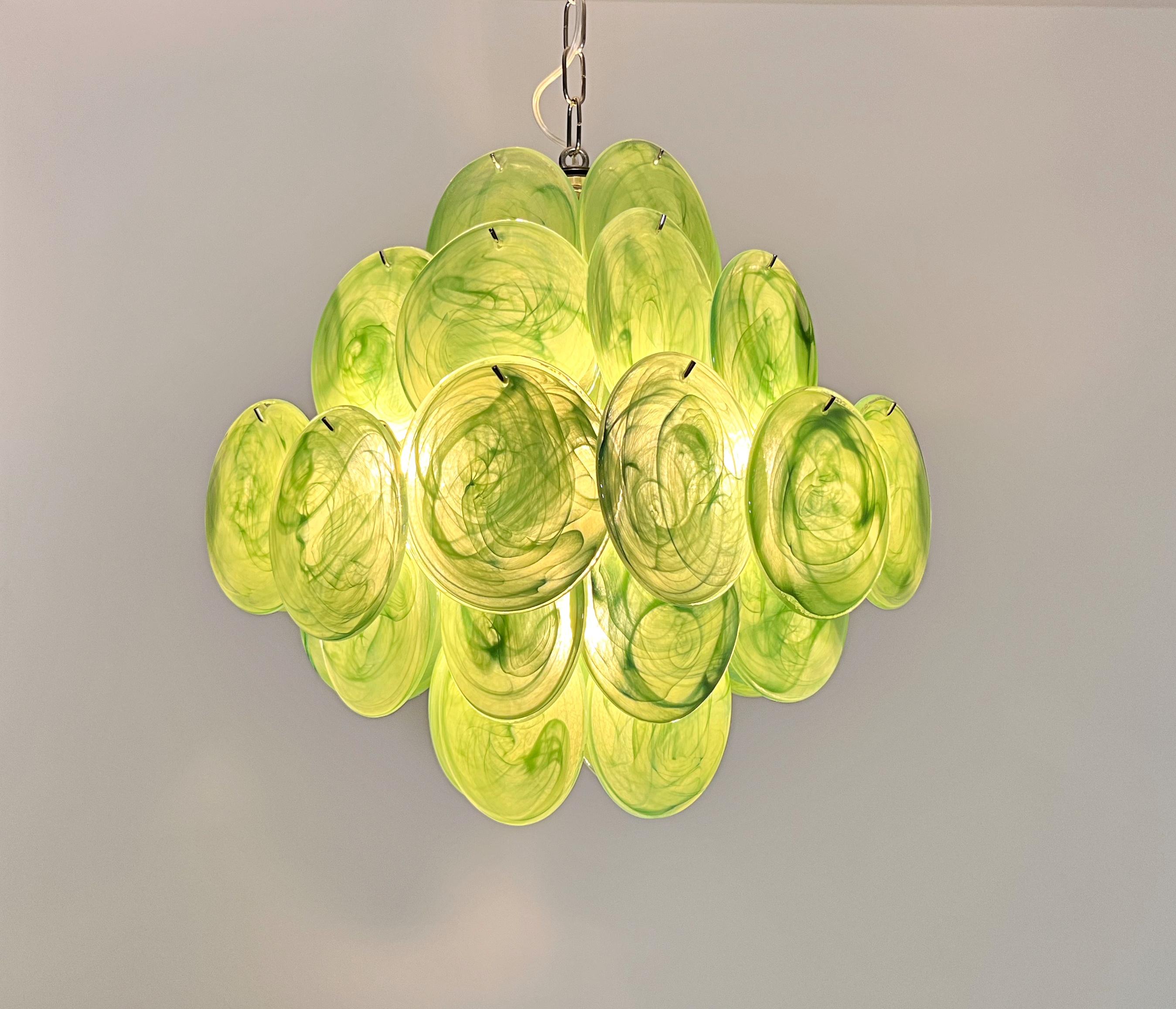 Lustre vintage italien de Murano - 36 disques verts en vente 10