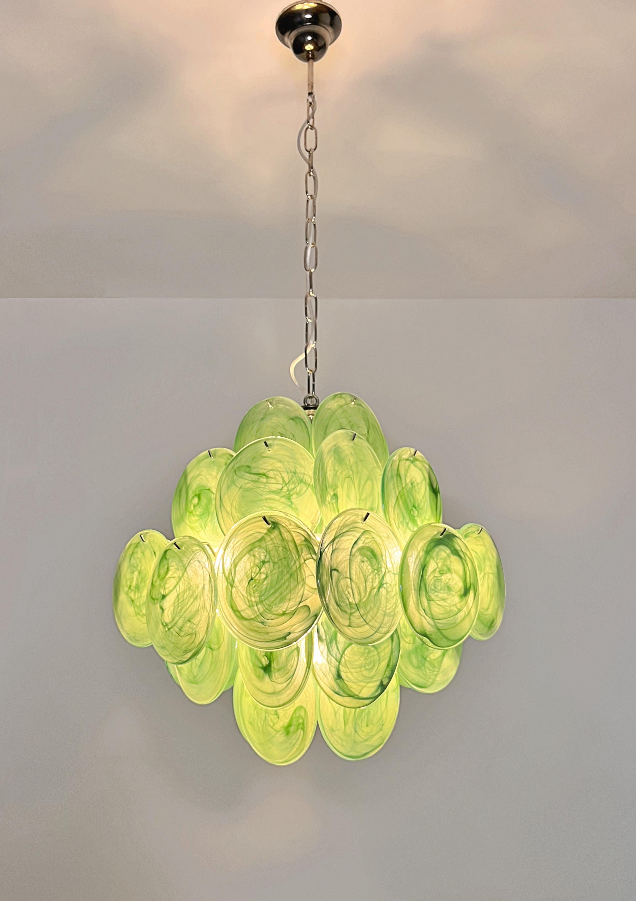 Lustre vintage italien de Murano - 36 disques verts en vente 11