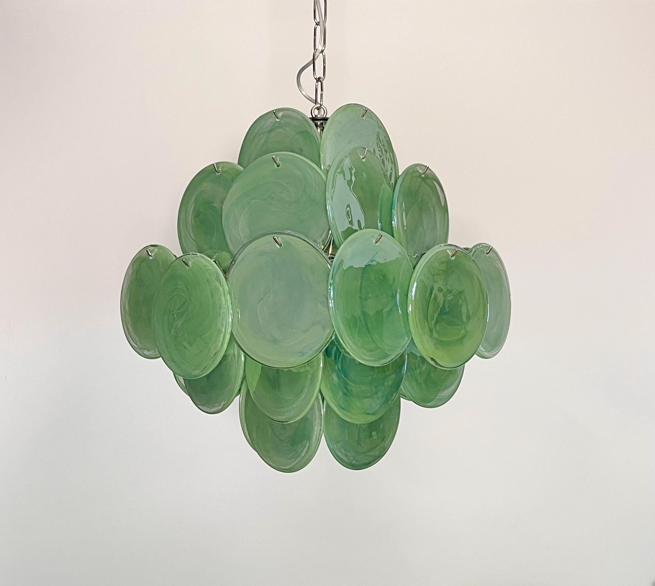 20ième siècle Lustre vintage italien de Murano - 36 disques verts en vente