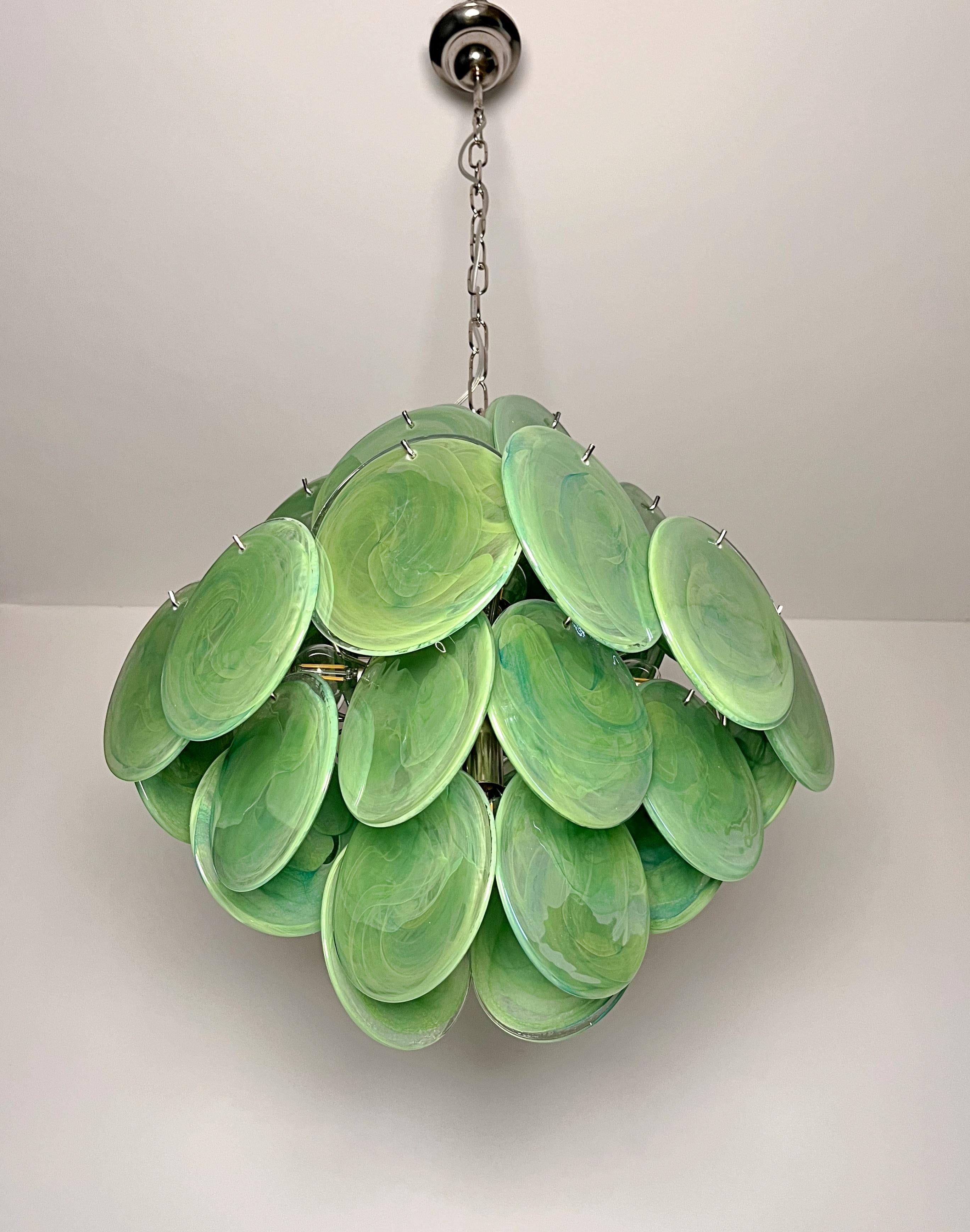 Lustre vintage italien de Murano - 36 disques verts en vente 2