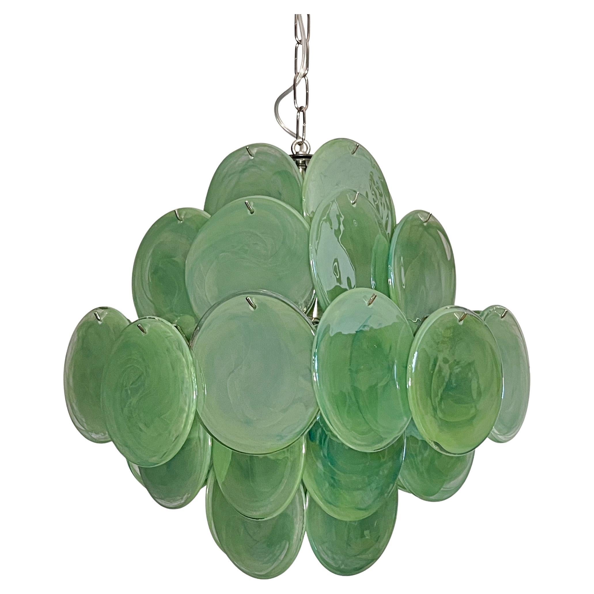 Lustre vintage italien de Murano - 36 disques verts en vente