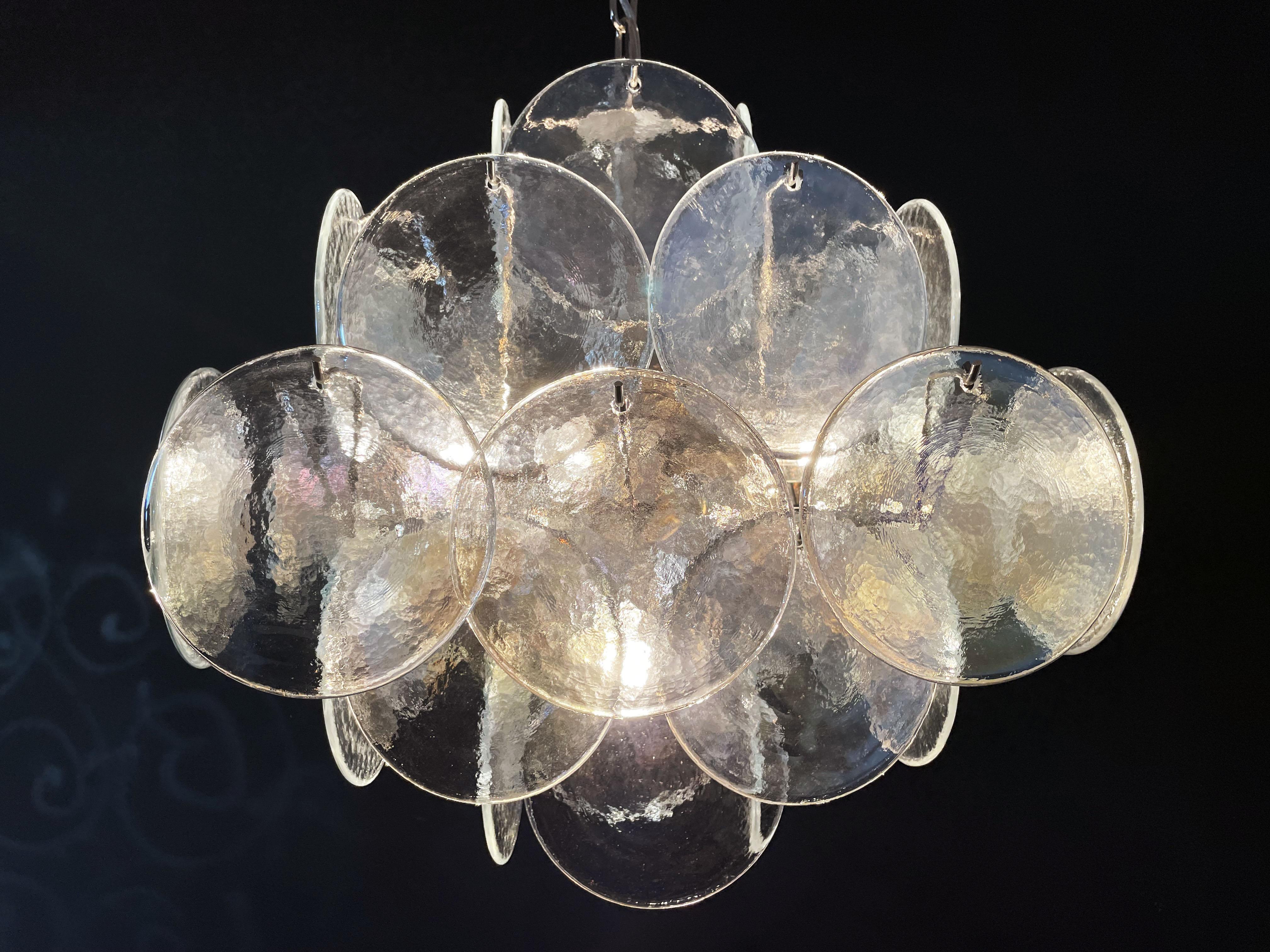 Vintage Italian Murano chandelier - 36 iridescent disks For Sale 3