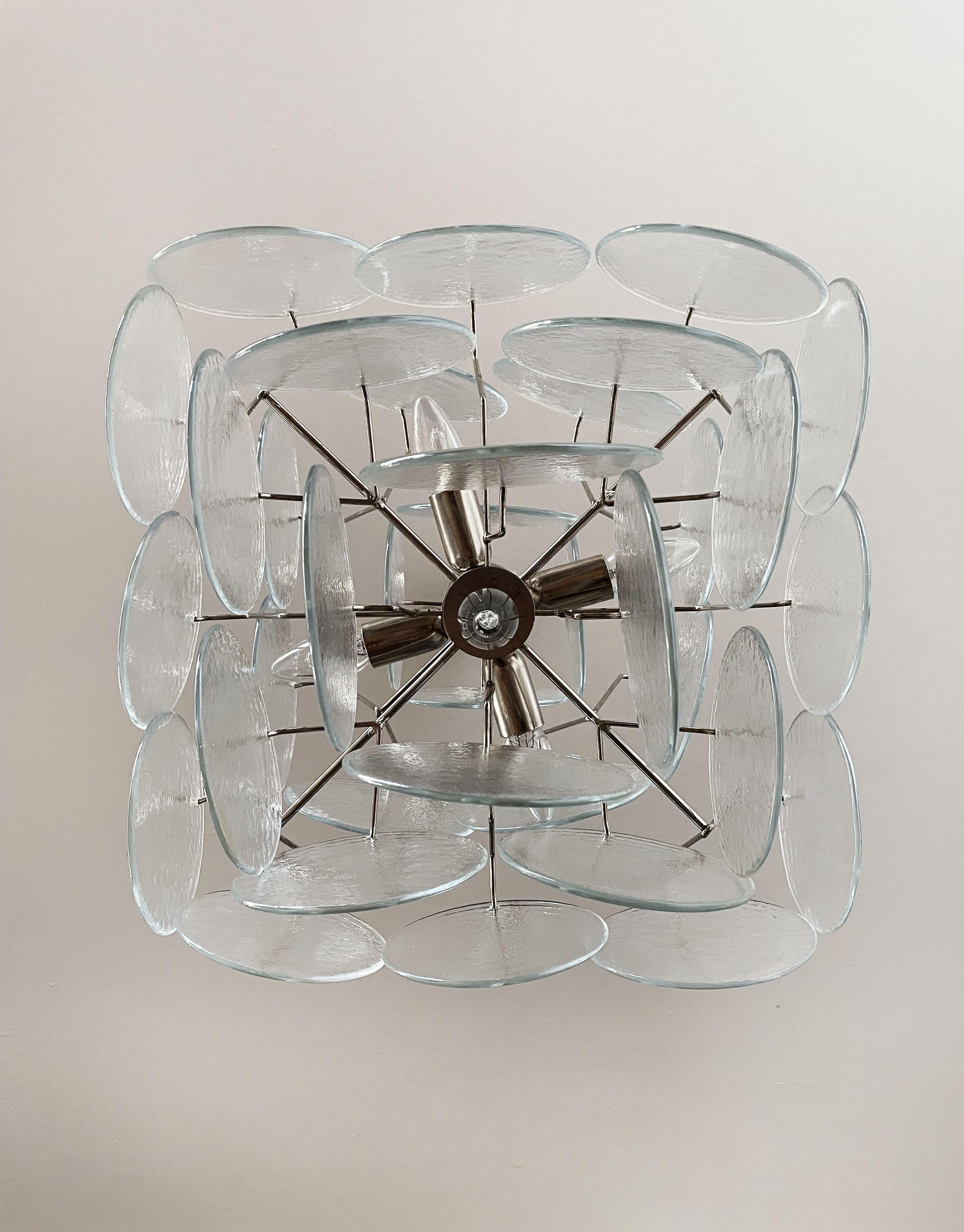 Lustre italien vintage de Murano avec 36 disques irisés 7