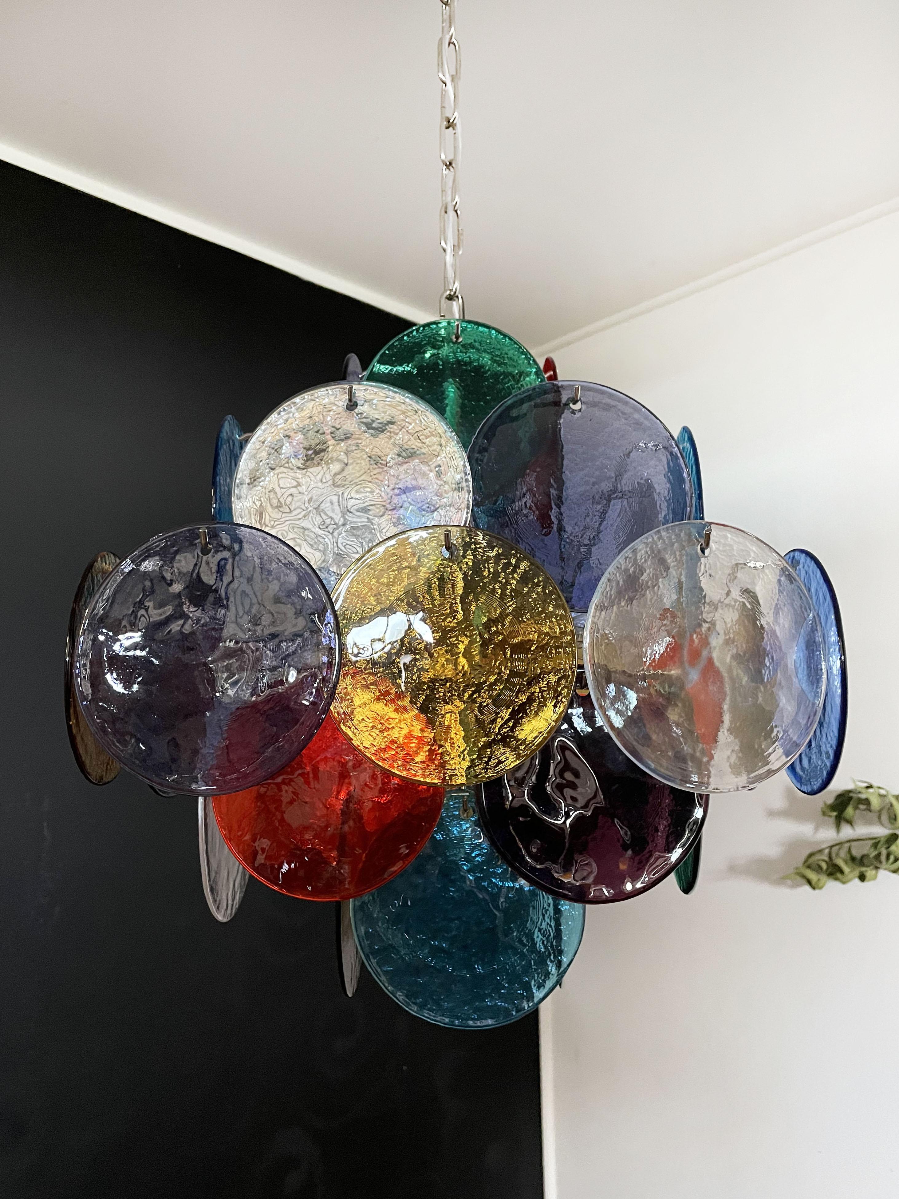 20th Century Vintage Italian Murano chandelier - 36 multicolored disks For Sale