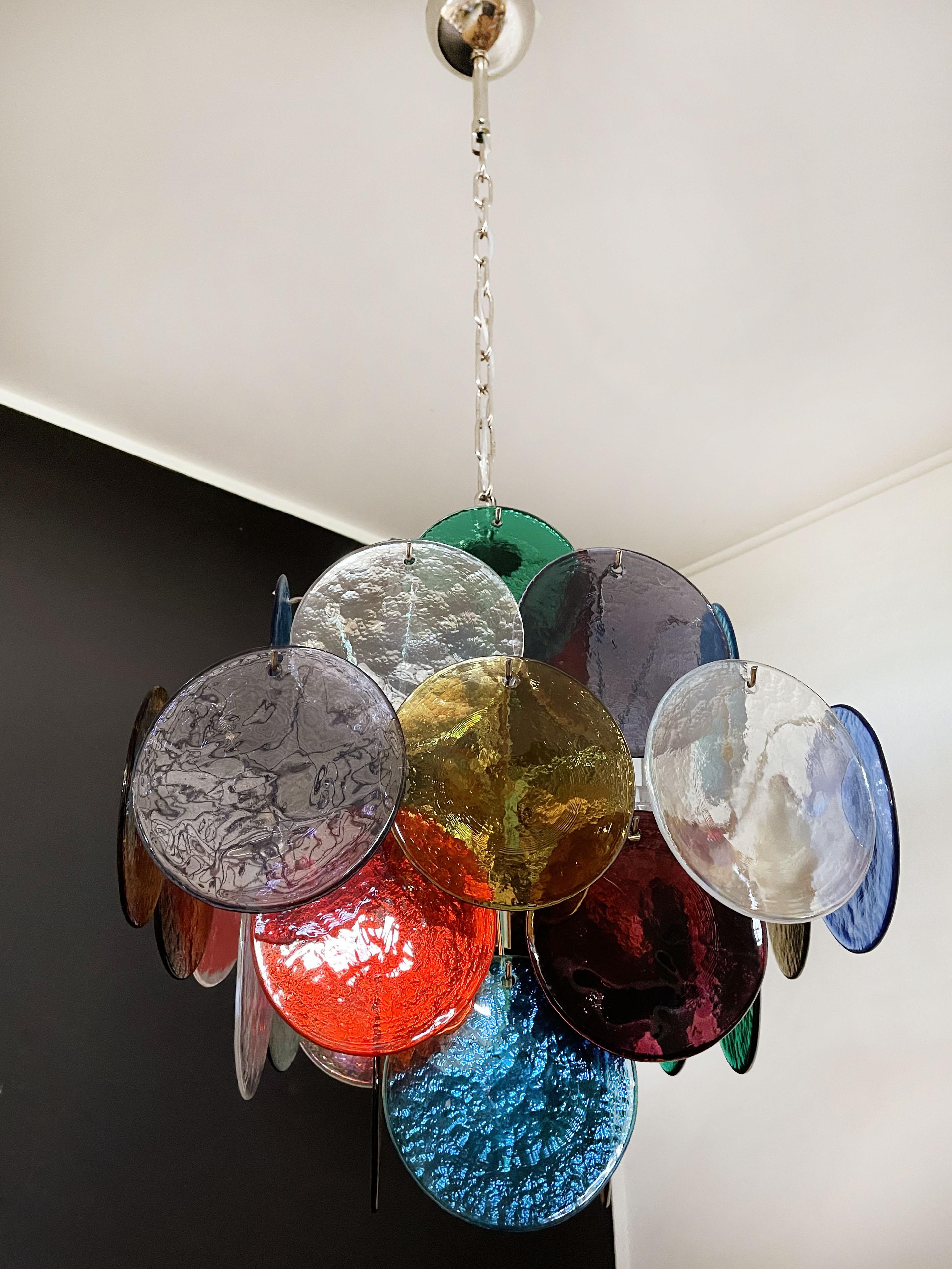 Vintage Italian Murano chandelier - 36 multicolored disks 1