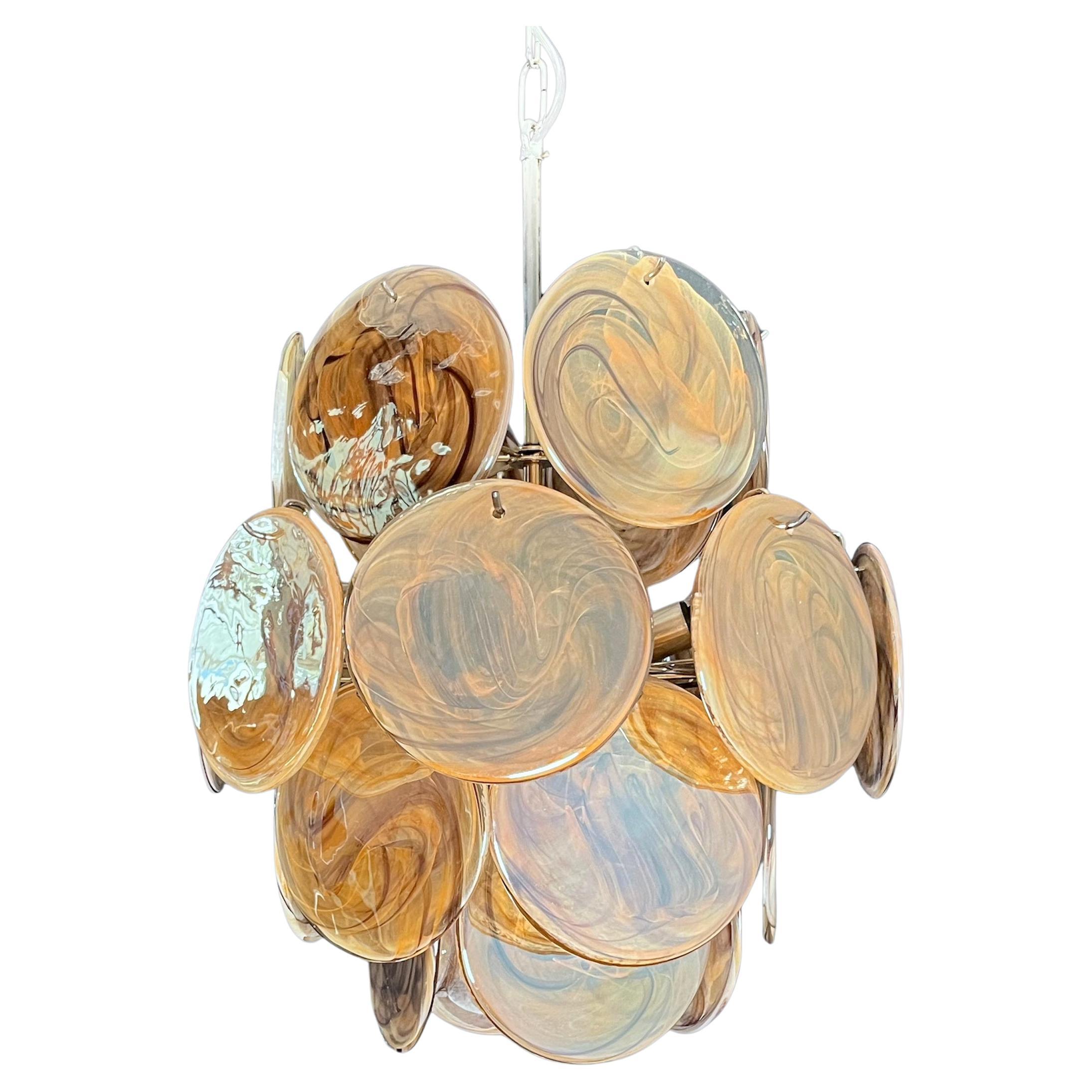 Vintage Italian Murano chandelier - amber black albaster