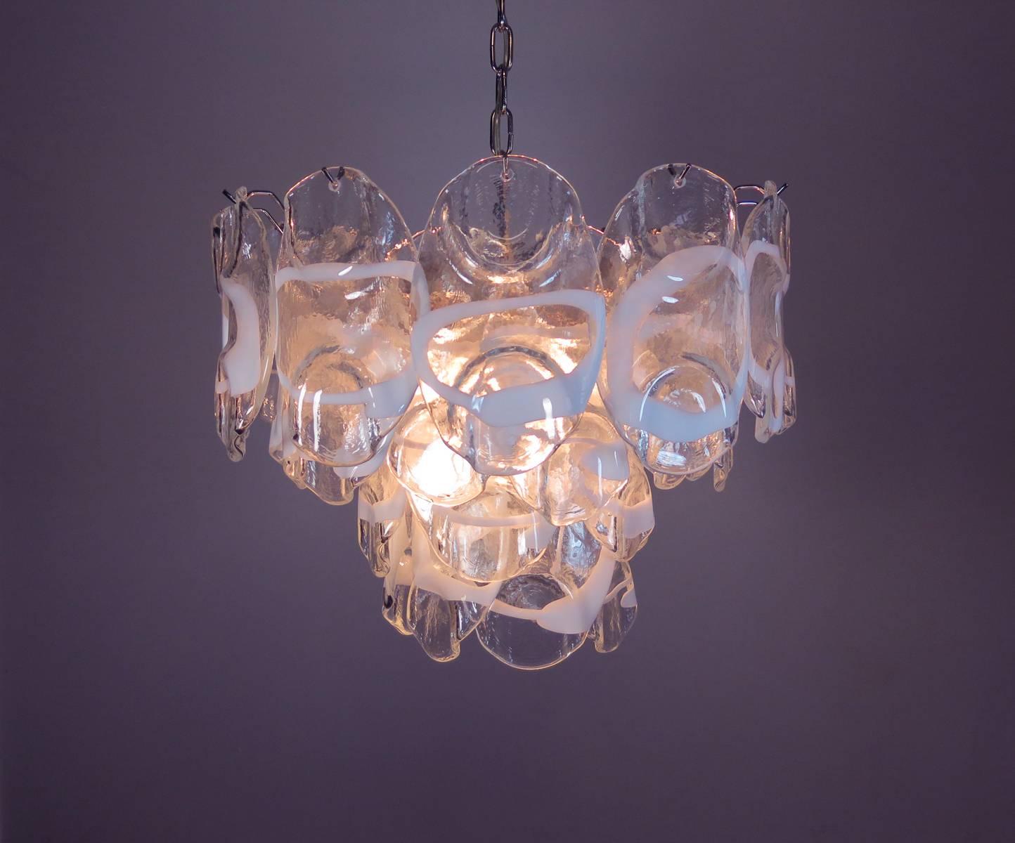 Italienische Murano-Kronleuchterlampe im Vistosi-Stil, 36 Gläser im Angebot 4